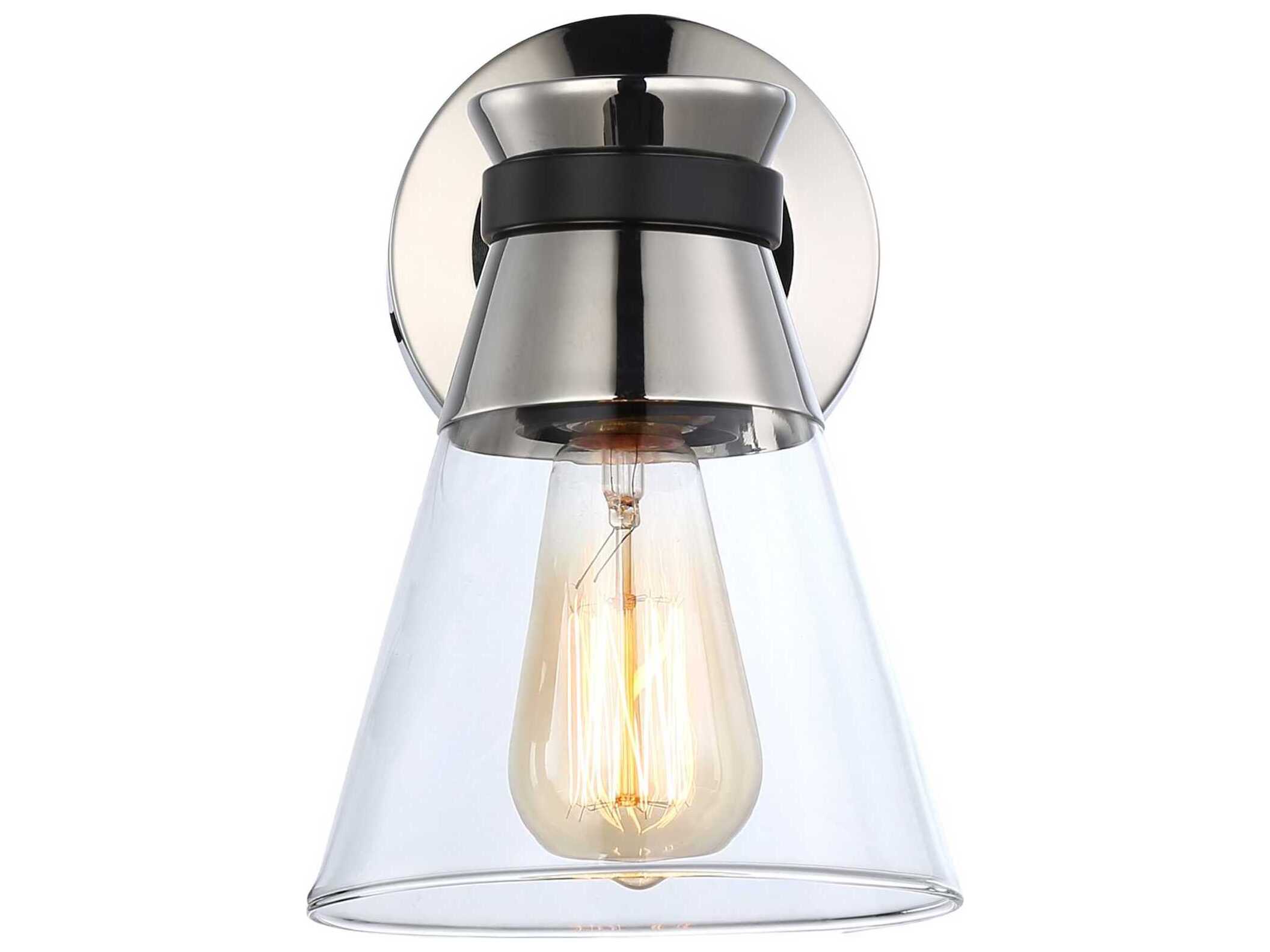 Artcraft Kanata 1-Light Black Brushed Nickel Glass Wall Sconce