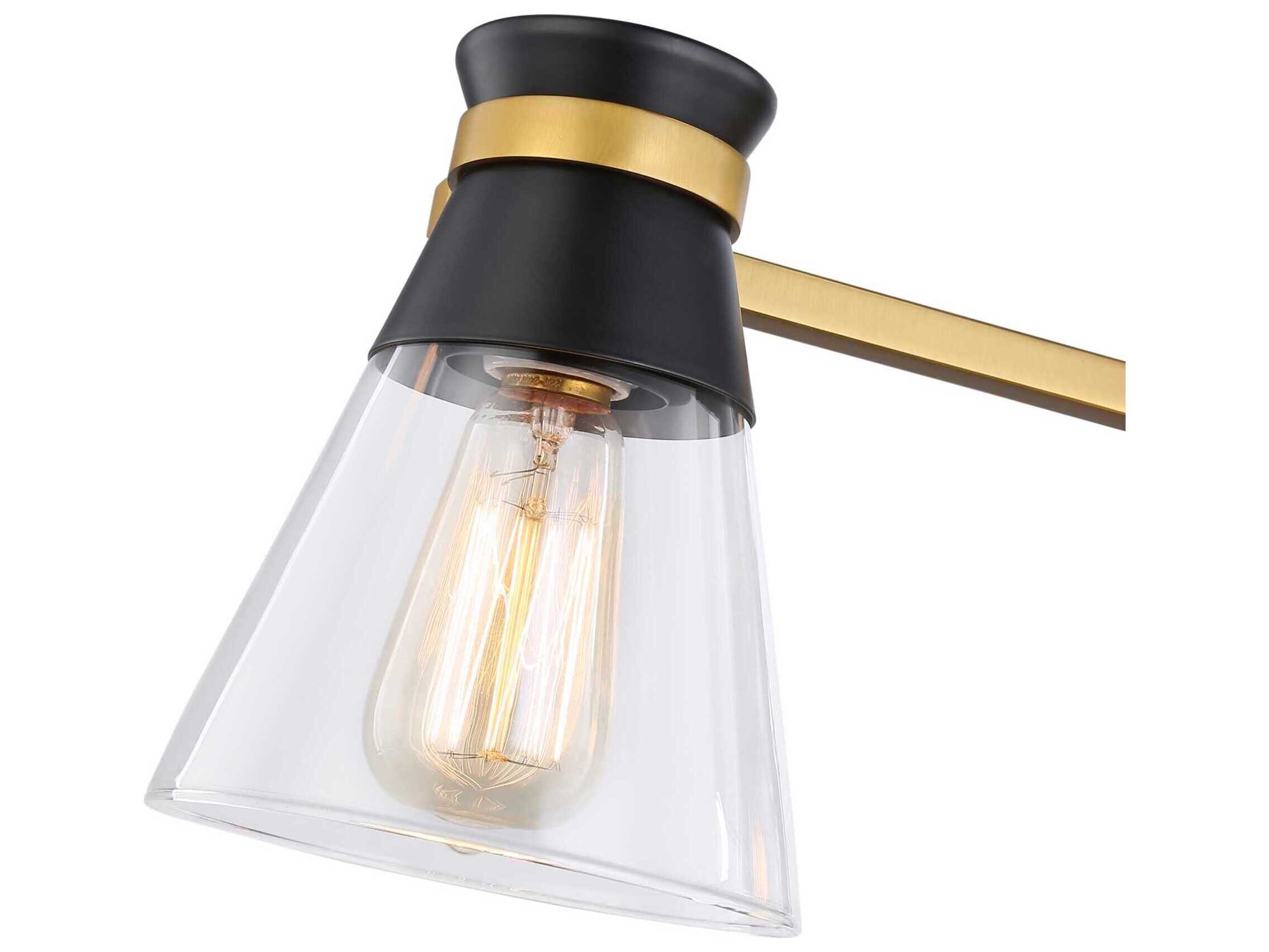 Artcraft Kanata 3-Light Black Brushed Brass Glass Vanity Light