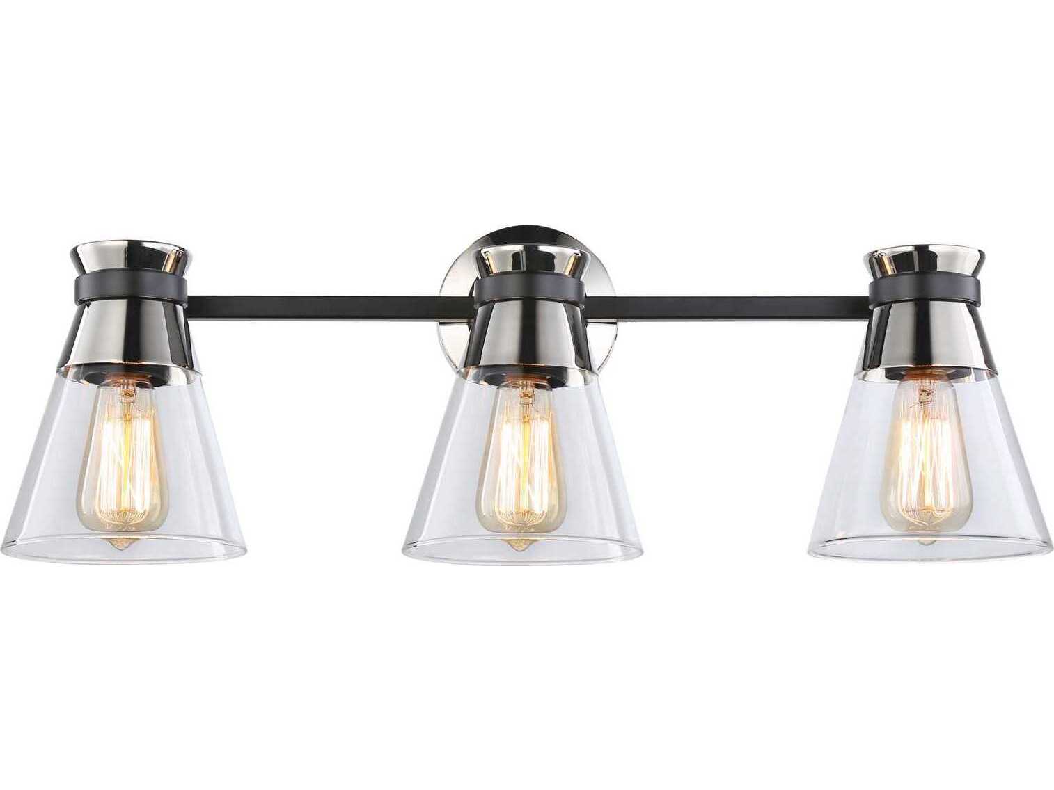 Artcraft Kanata 3-Light Black Brushed Nickel Glass Vanity Light