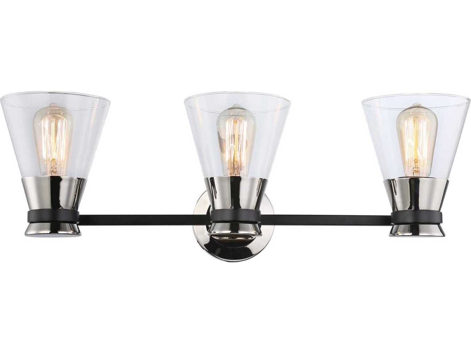 Artcraft Kanata 3-Light Black Brushed Nickel Glass Vanity Light
