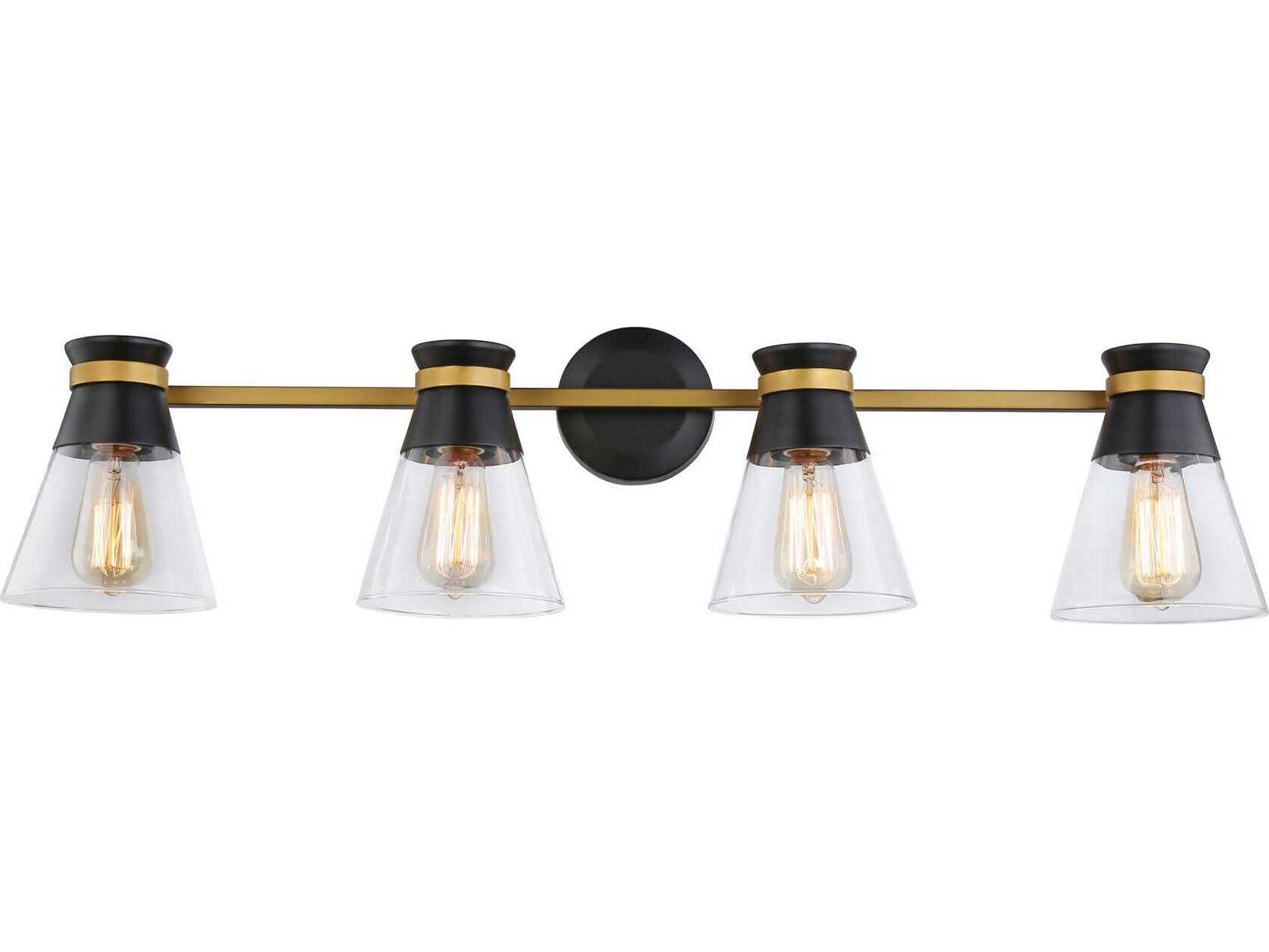 Artcraft Kanata 4-Light Black Brushed Brass Glass Vanity Light