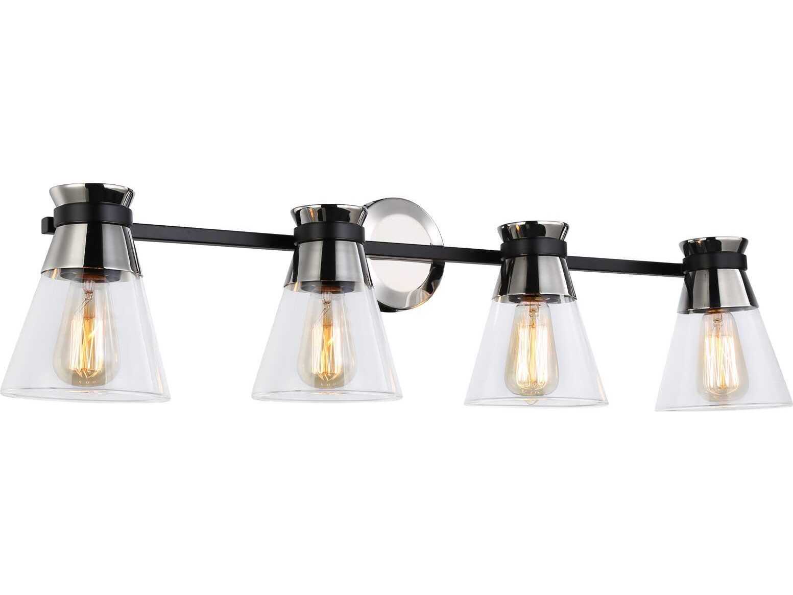 Artcraft Kanata 4-Light Black Brushed Nickel Glass Vanity Light