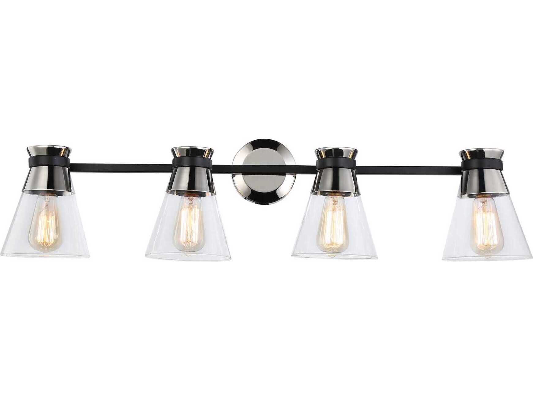 Artcraft Kanata 4-Light Black Brushed Nickel Glass Vanity Light