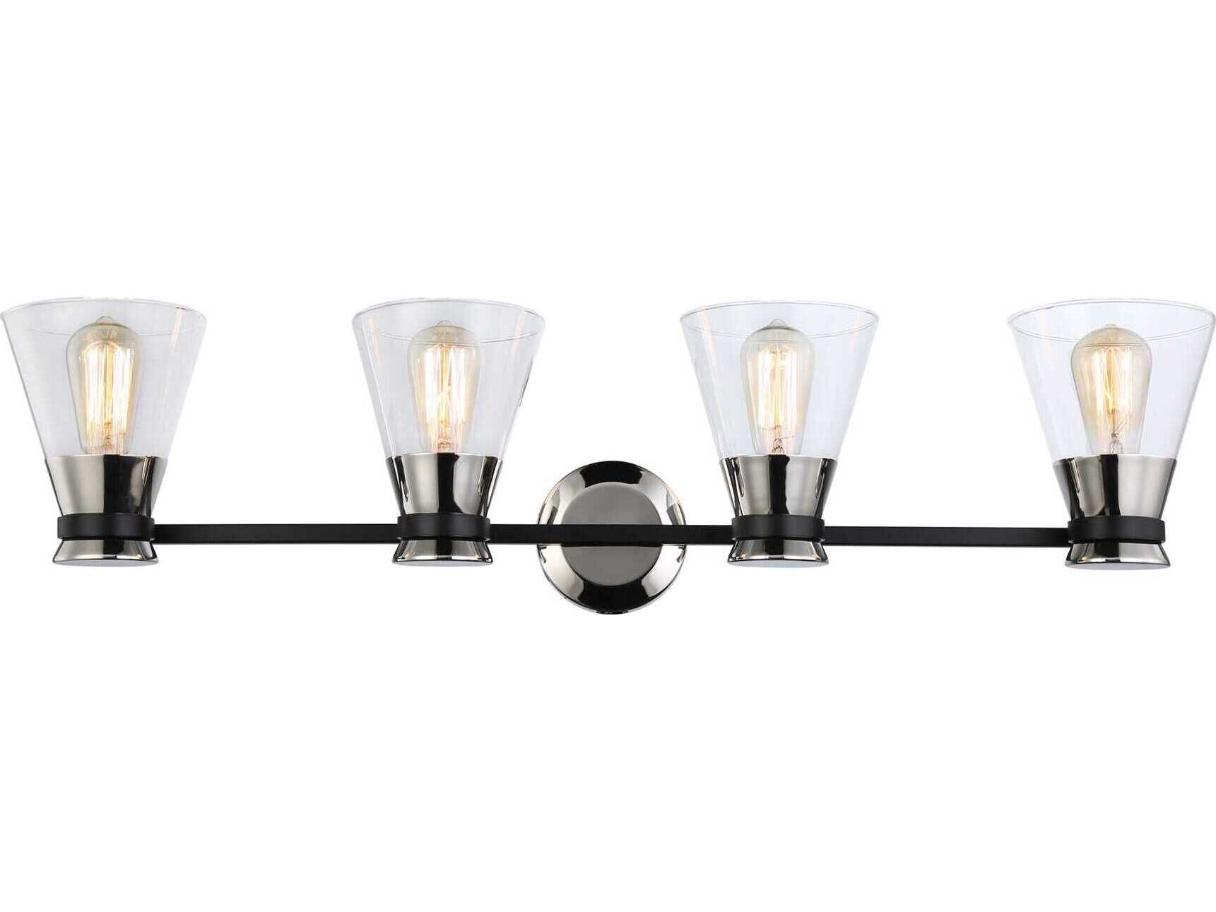 Artcraft Kanata 4-Light Black Brushed Nickel Glass Vanity Light