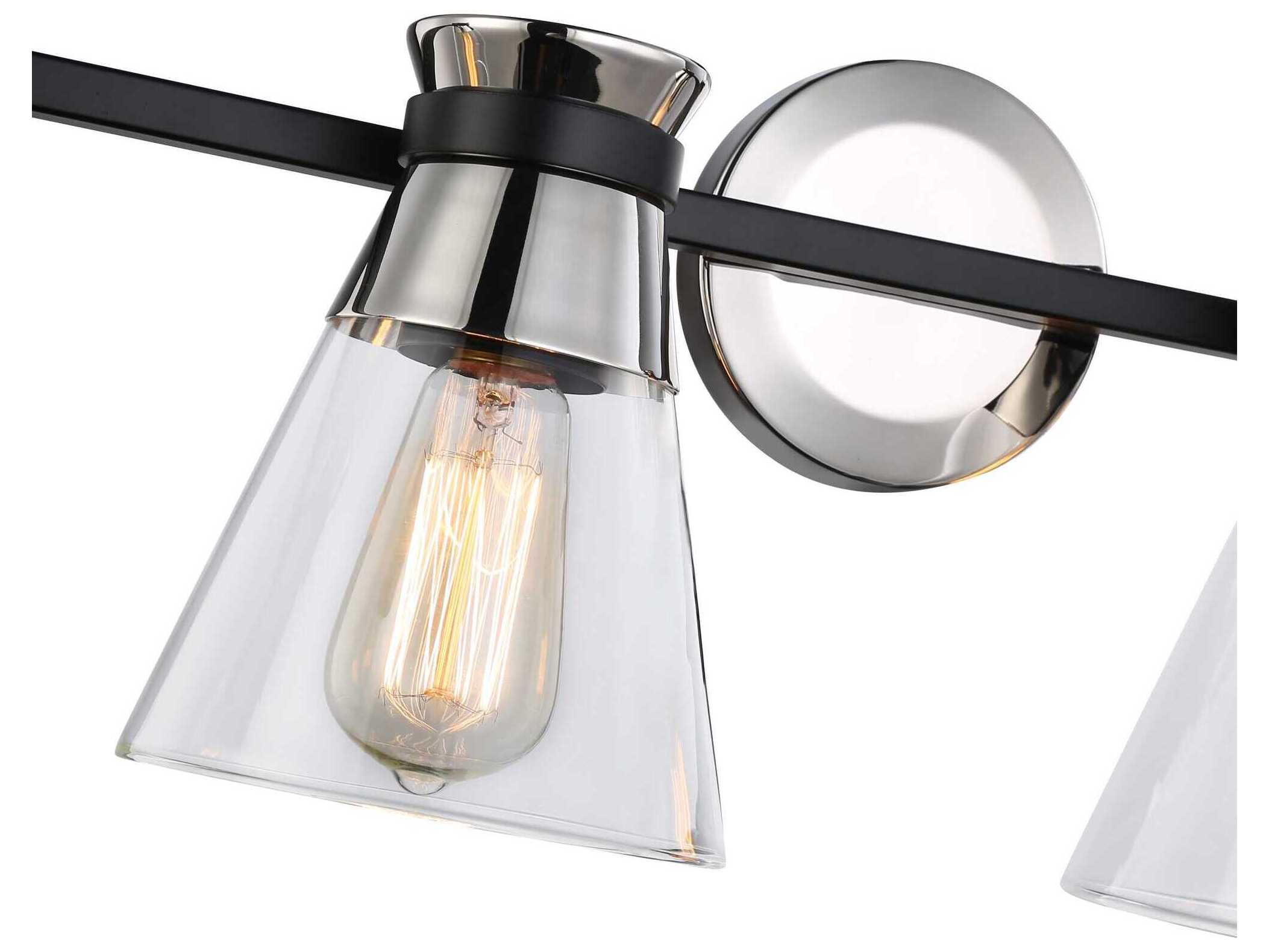 Artcraft Kanata 4-Light Black Brushed Nickel Glass Vanity Light