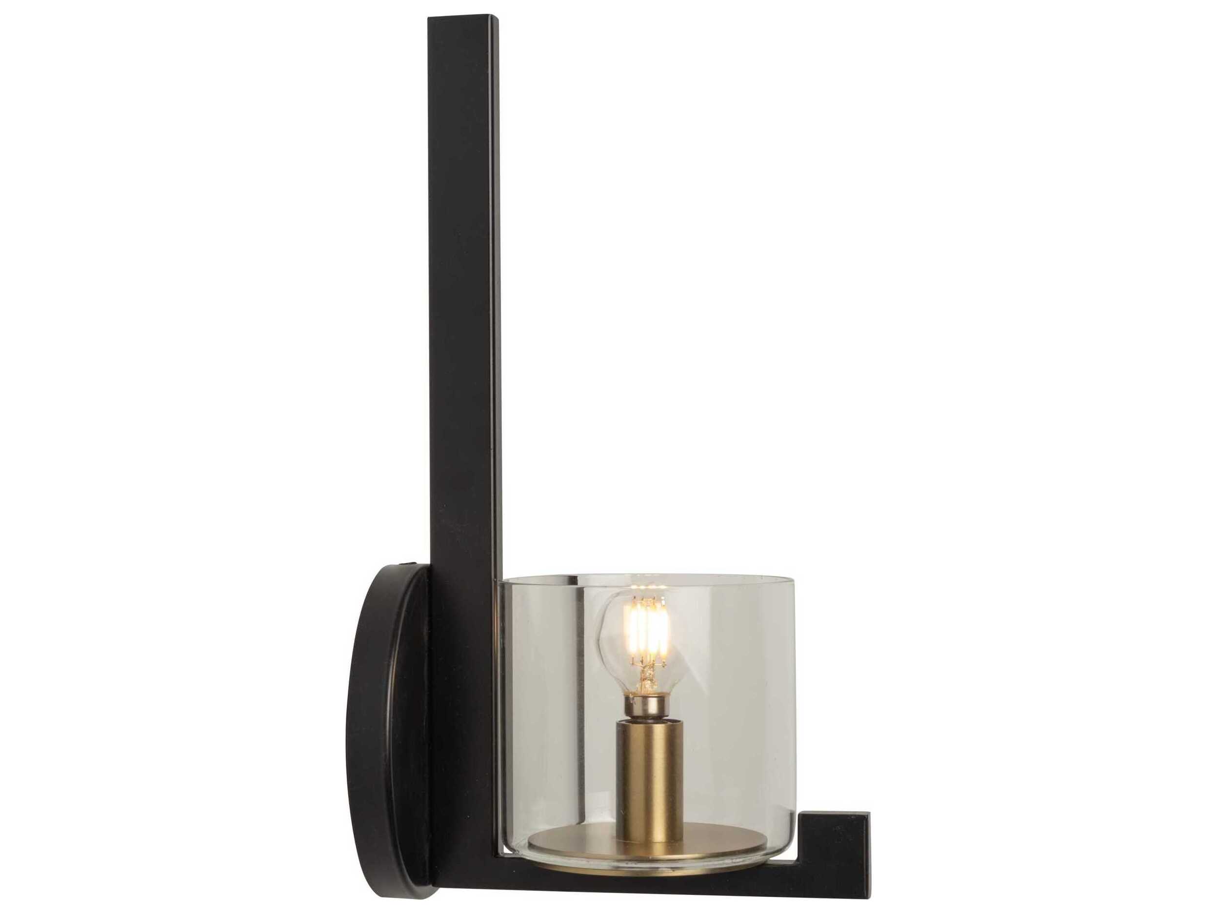 Artcraft Salinas 1-Light Black Brass Glass Wall Sconce
