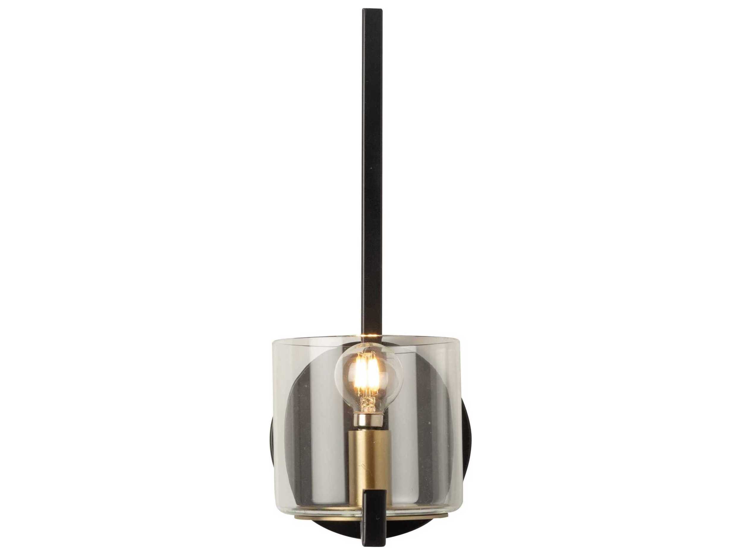 Artcraft Salinas 1-Light Black Brass Glass Wall Sconce