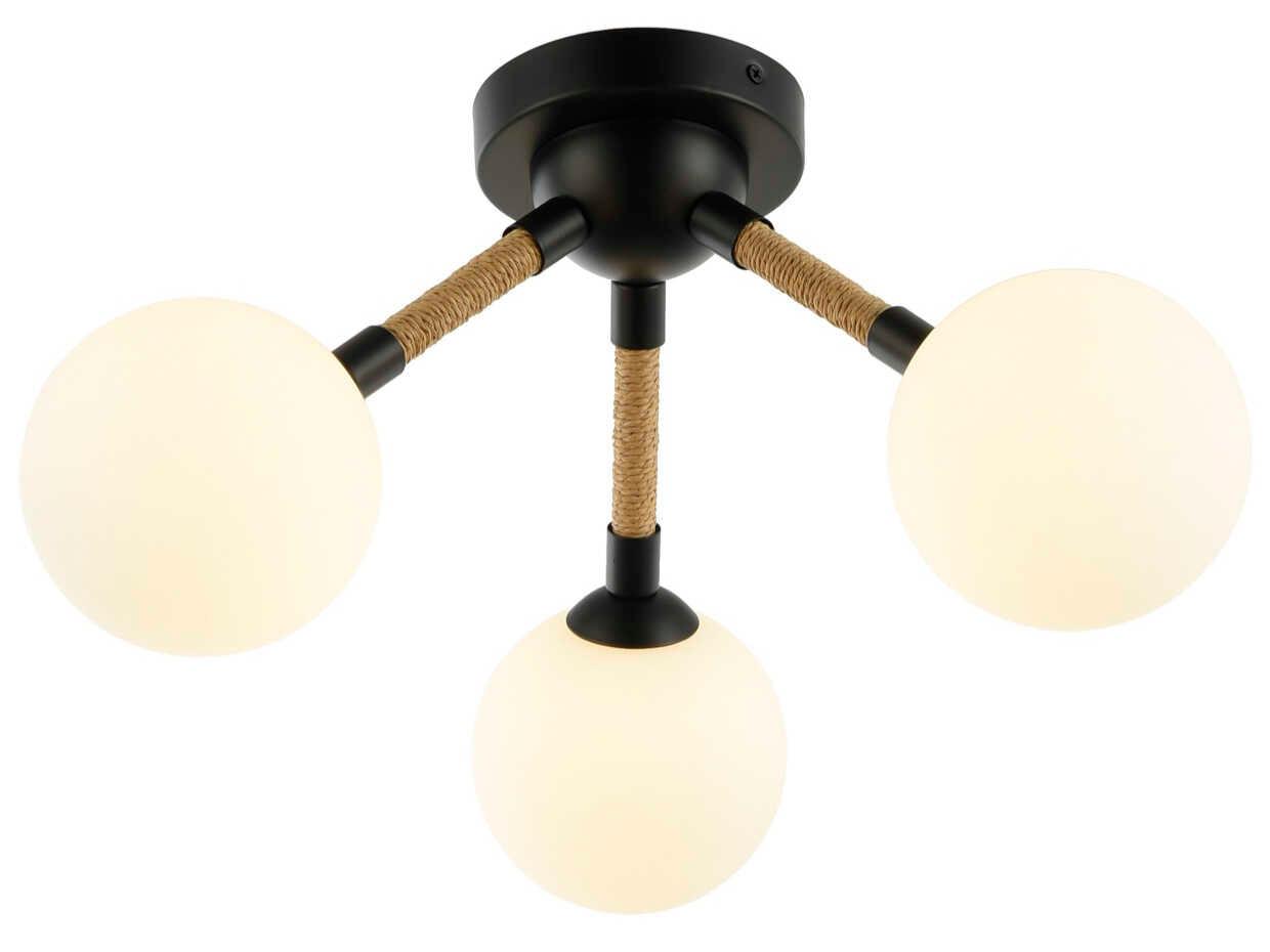 Artcraft Capilano 3-Light Black Globe Semi Flush Mount