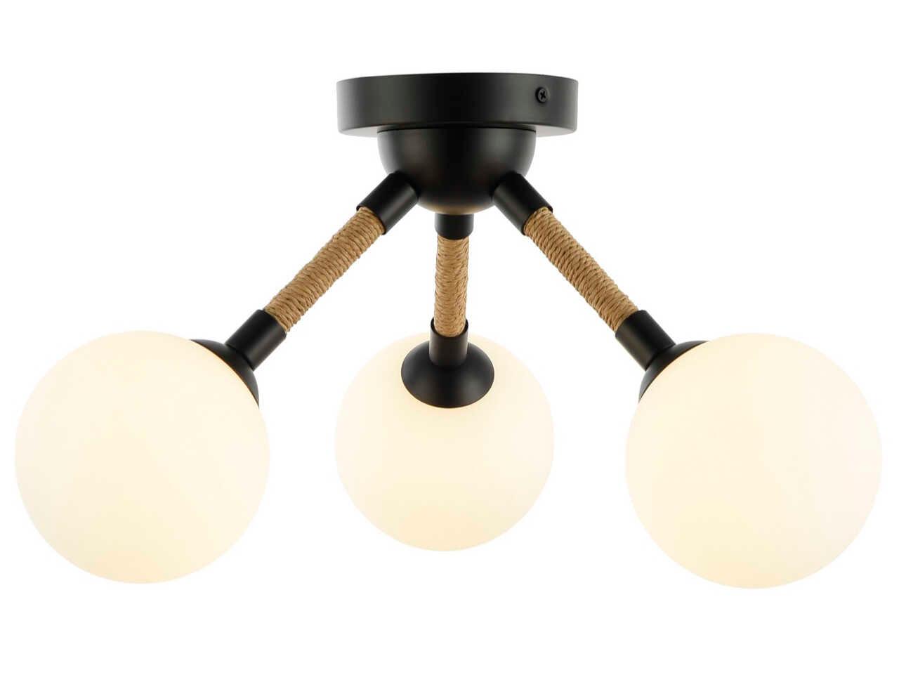 Artcraft Capilano 3-Light Black Globe Semi Flush Mount