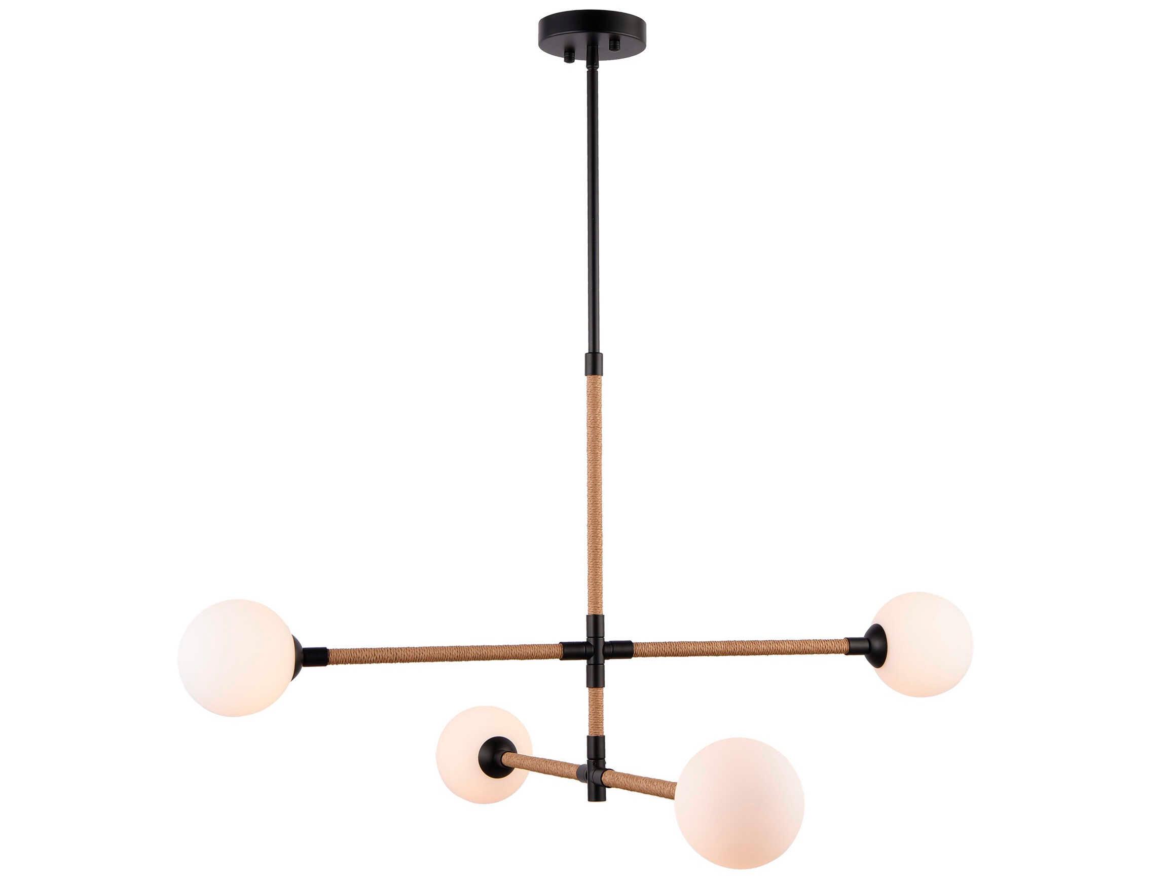 Artcraft Capilano 4-Light Black Globe Tiered Chandelier