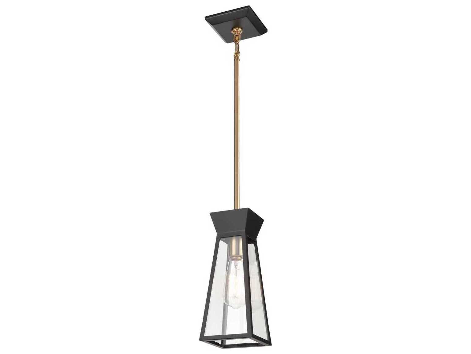 Artcraft Lucian 1-Light Black Brushed Brass Lantern Mini Pendant