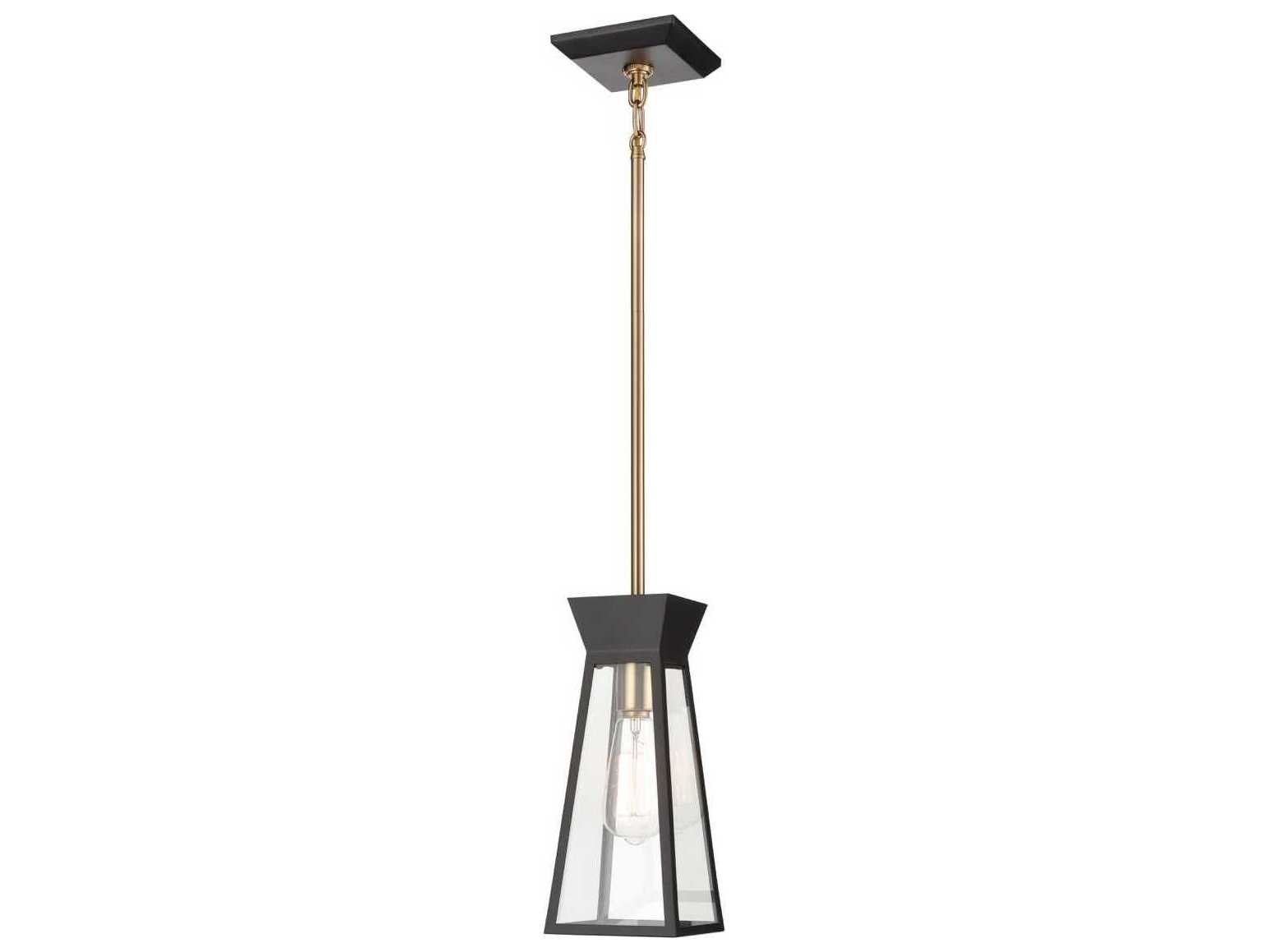 Artcraft Lucian 1-Light Black Brushed Brass Lantern Mini Pendant