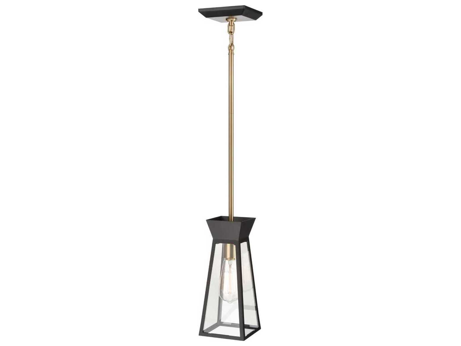Artcraft Lucian 1-Light Black Brushed Brass Lantern Mini Pendant