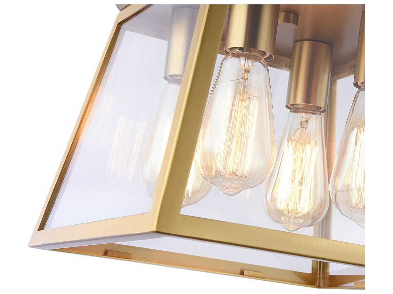 Artcraft Lucian 4-Light Brushed Brass Lantern Chandelier