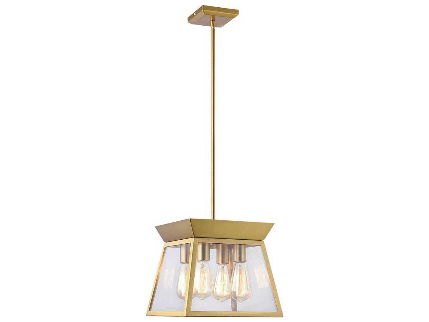 Artcraft Lucian 4-Light Brushed Brass Lantern Chandelier