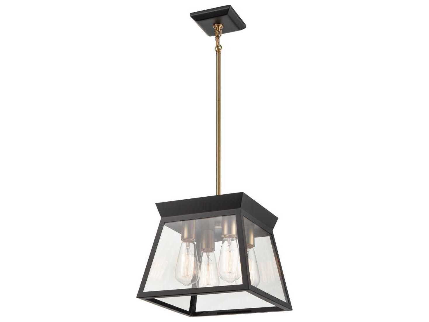 Artcraft Lucian 4-Light Black Brushed Brass Lantern Chandelier
