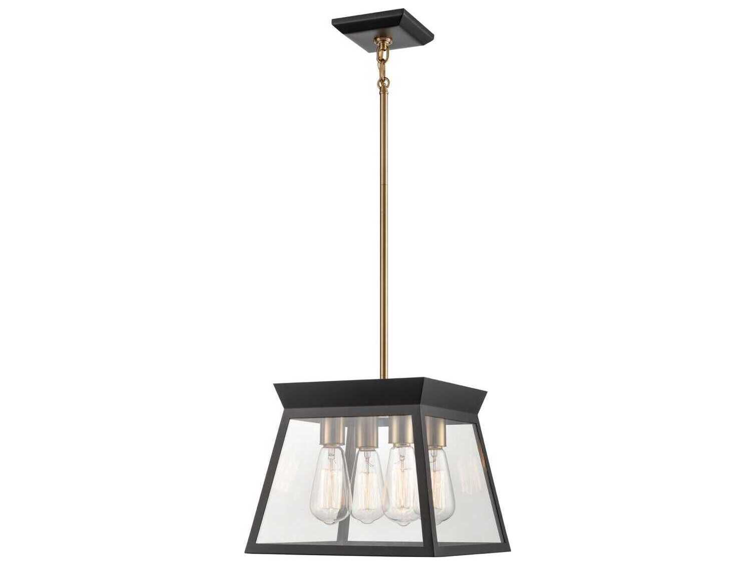 Artcraft Lucian 4-Light Black Brushed Brass Lantern Chandelier