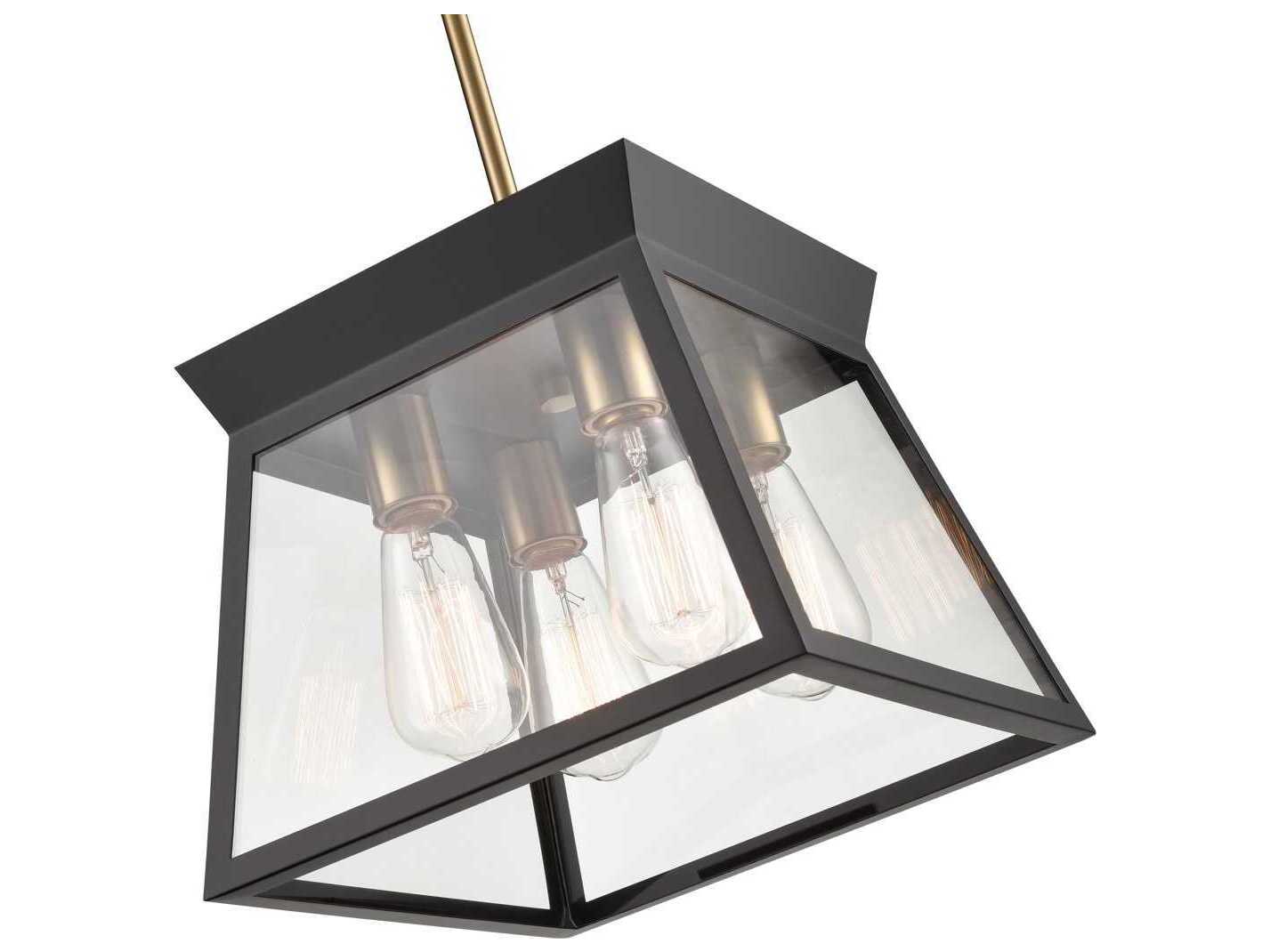 Artcraft Lucian 4-Light Black Brushed Brass Lantern Chandelier