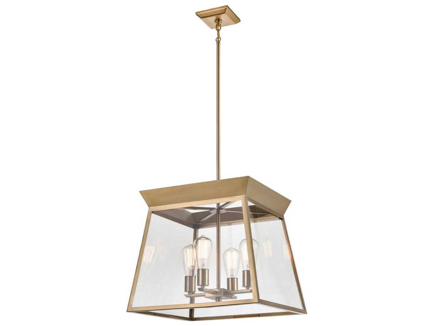 Artcraft Lucian 4-Light Brushed Brass Lantern Chandelier