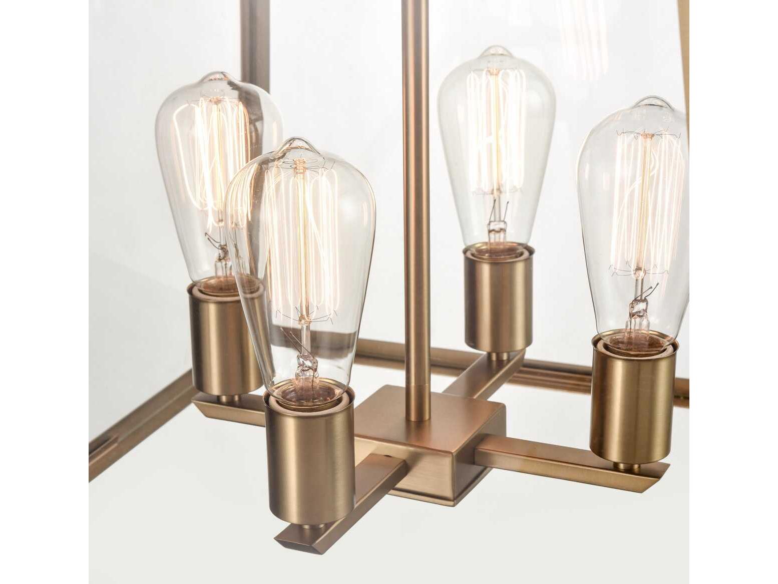 Artcraft Lucian 4-Light Brushed Brass Lantern Chandelier