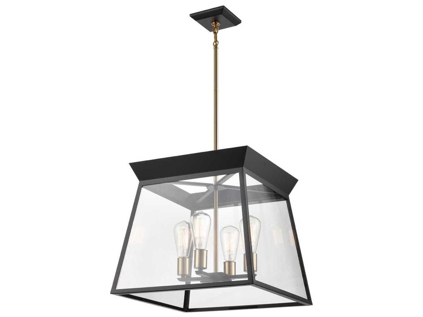Artcraft Lucian 4-Light Black Brushed Brass Lantern Chandelier