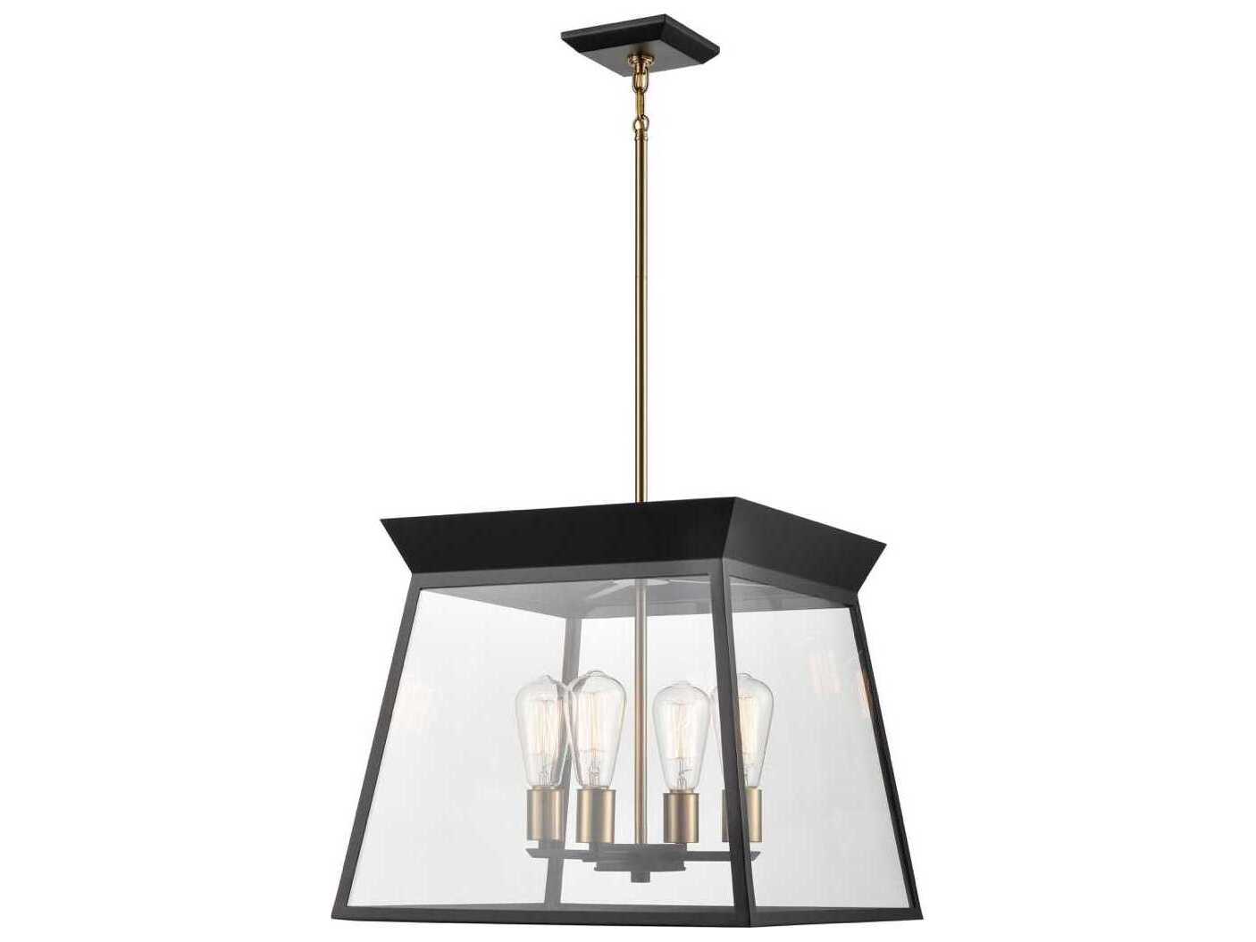 Artcraft Lucian 4-Light Black Brushed Brass Lantern Chandelier