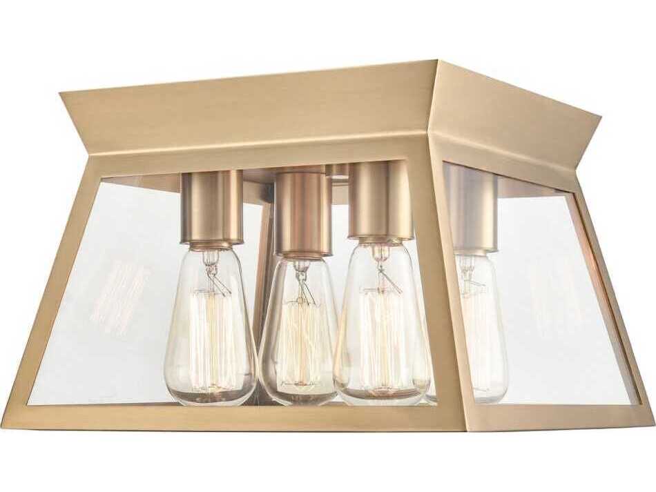 Artcraft Lucian 4-Light Brushed Brass Lantern Flush Mount