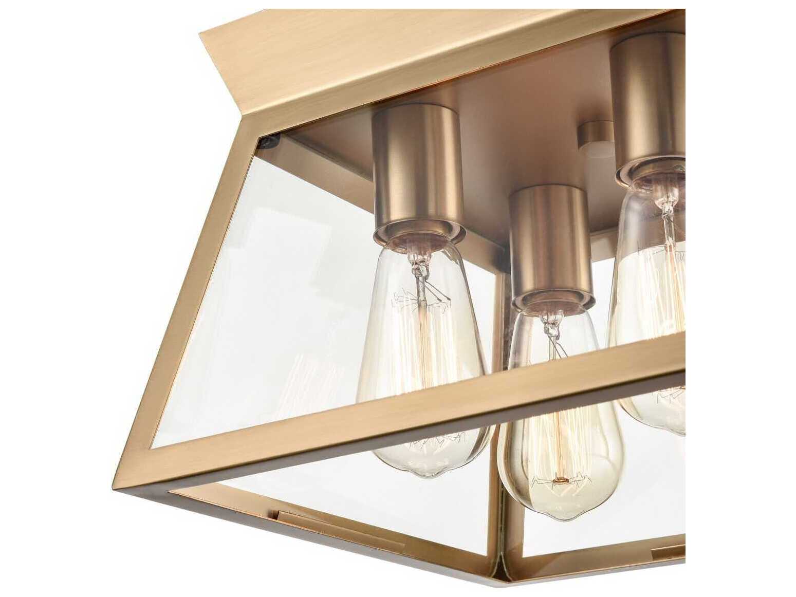 Artcraft Lucian 4-Light Brushed Brass Lantern Flush Mount