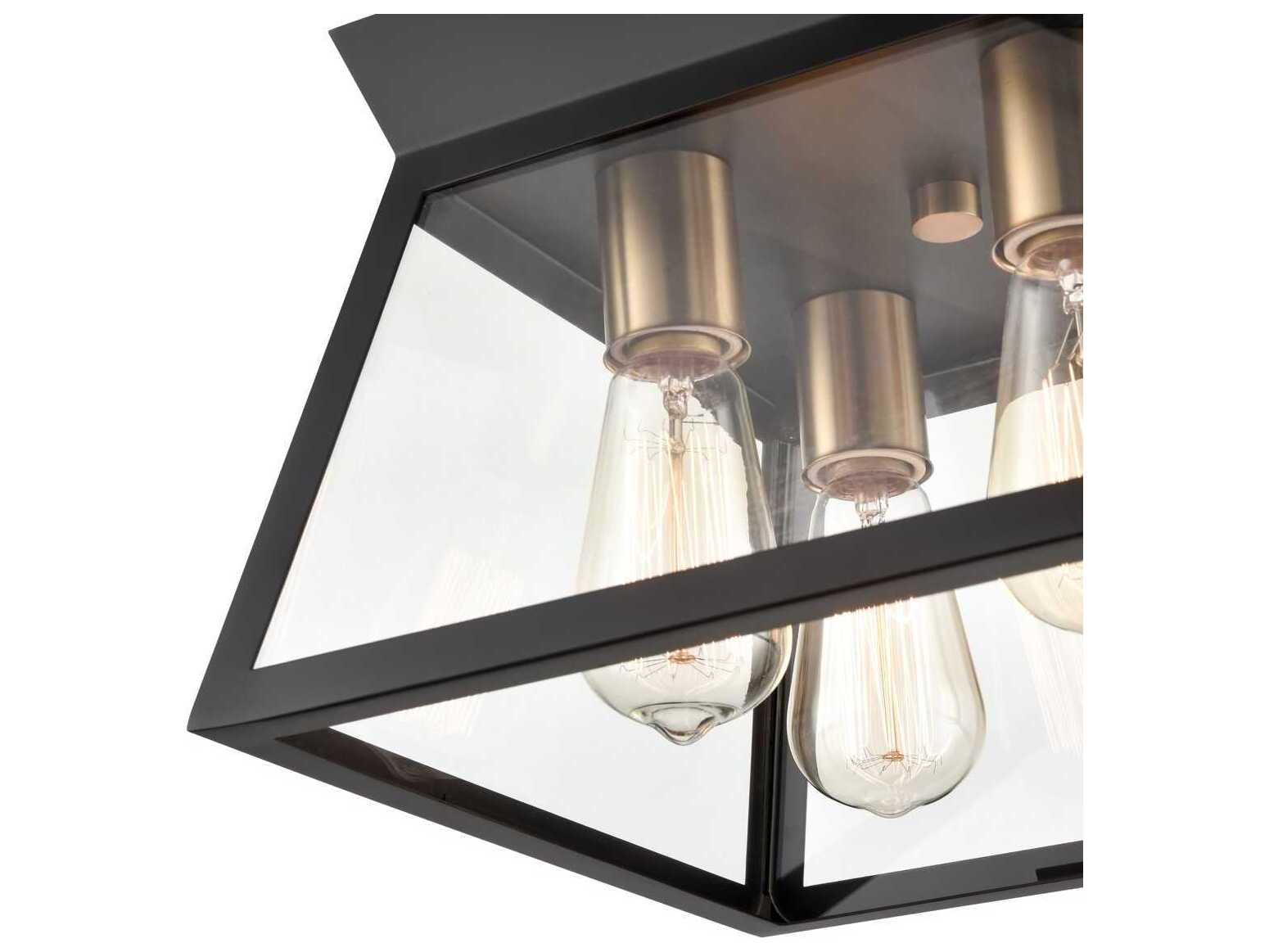 Artcraft Lucian 4-Light Black Brushed Brass Lantern Flush Mount