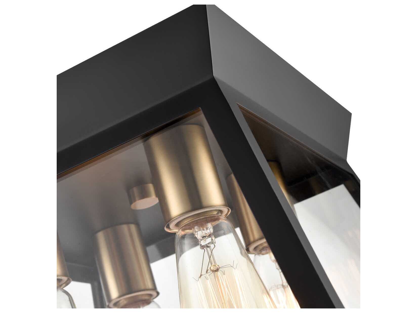 Artcraft Lucian 4-Light Black Brushed Brass Lantern Flush Mount