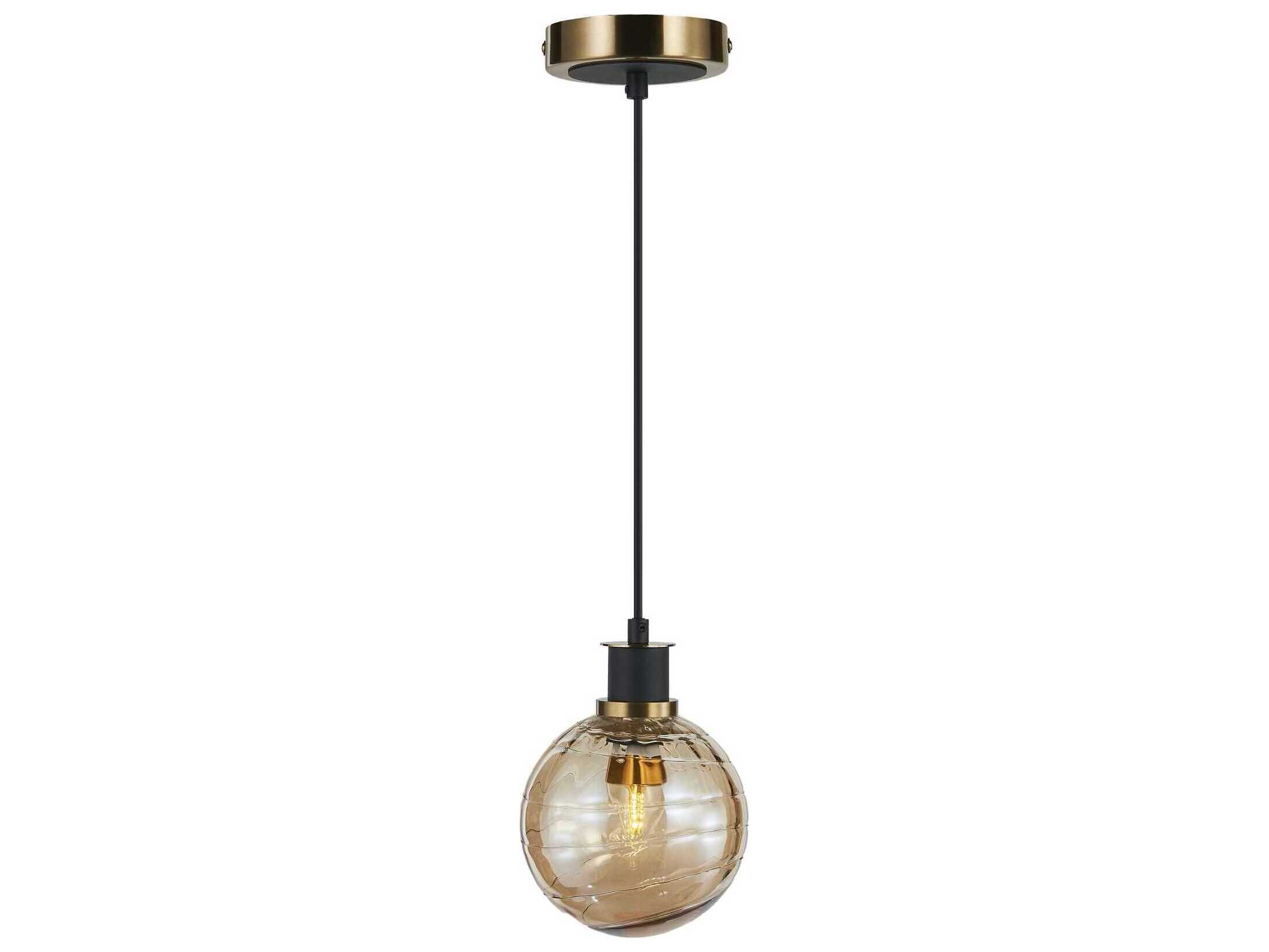 Artcraft Gem 1-Light Black Brushed Brass Globe Mini Pendant