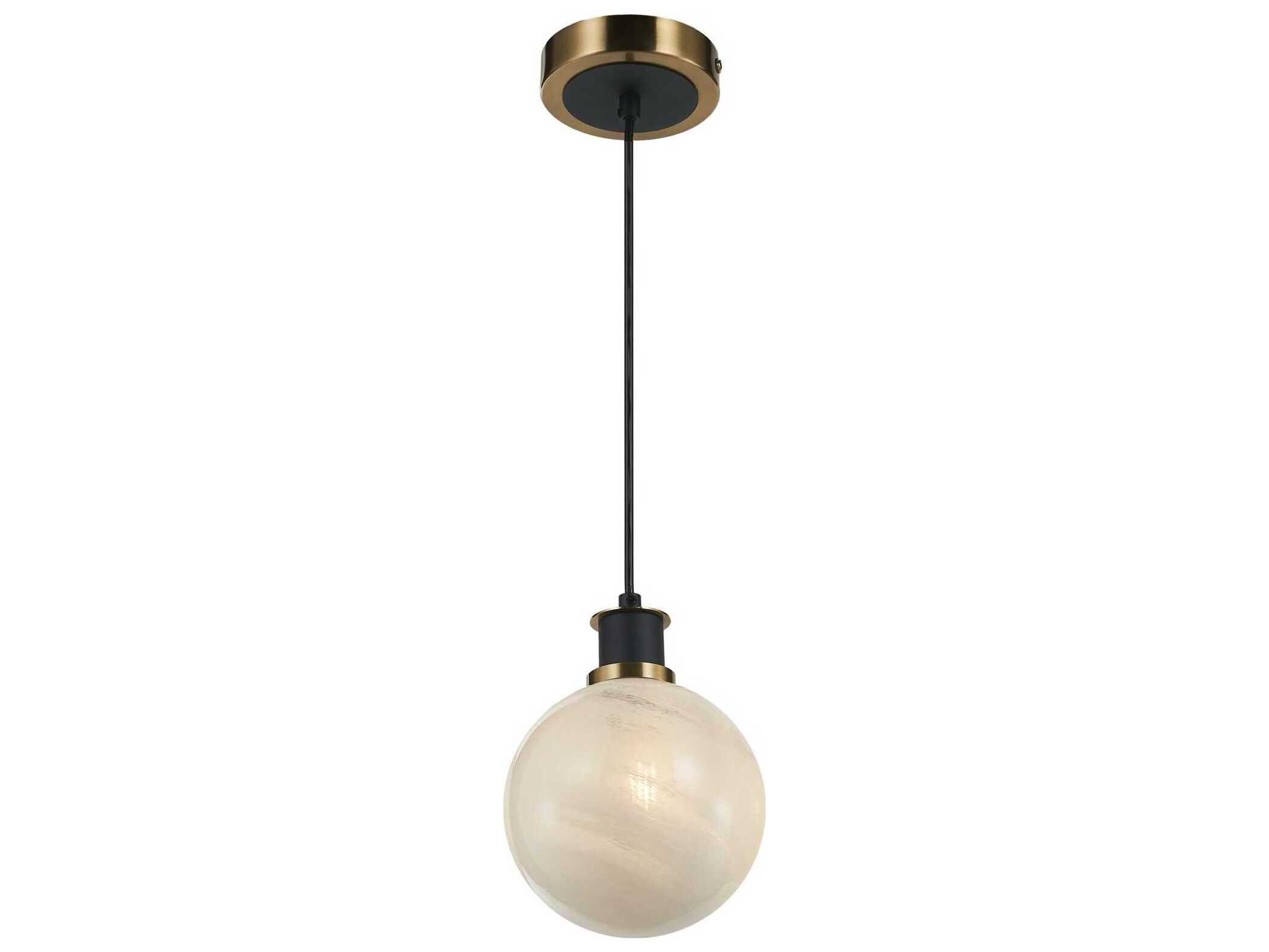 Artcraft Gem 1-Light Black Brushed Brass Globe Mini Pendant
