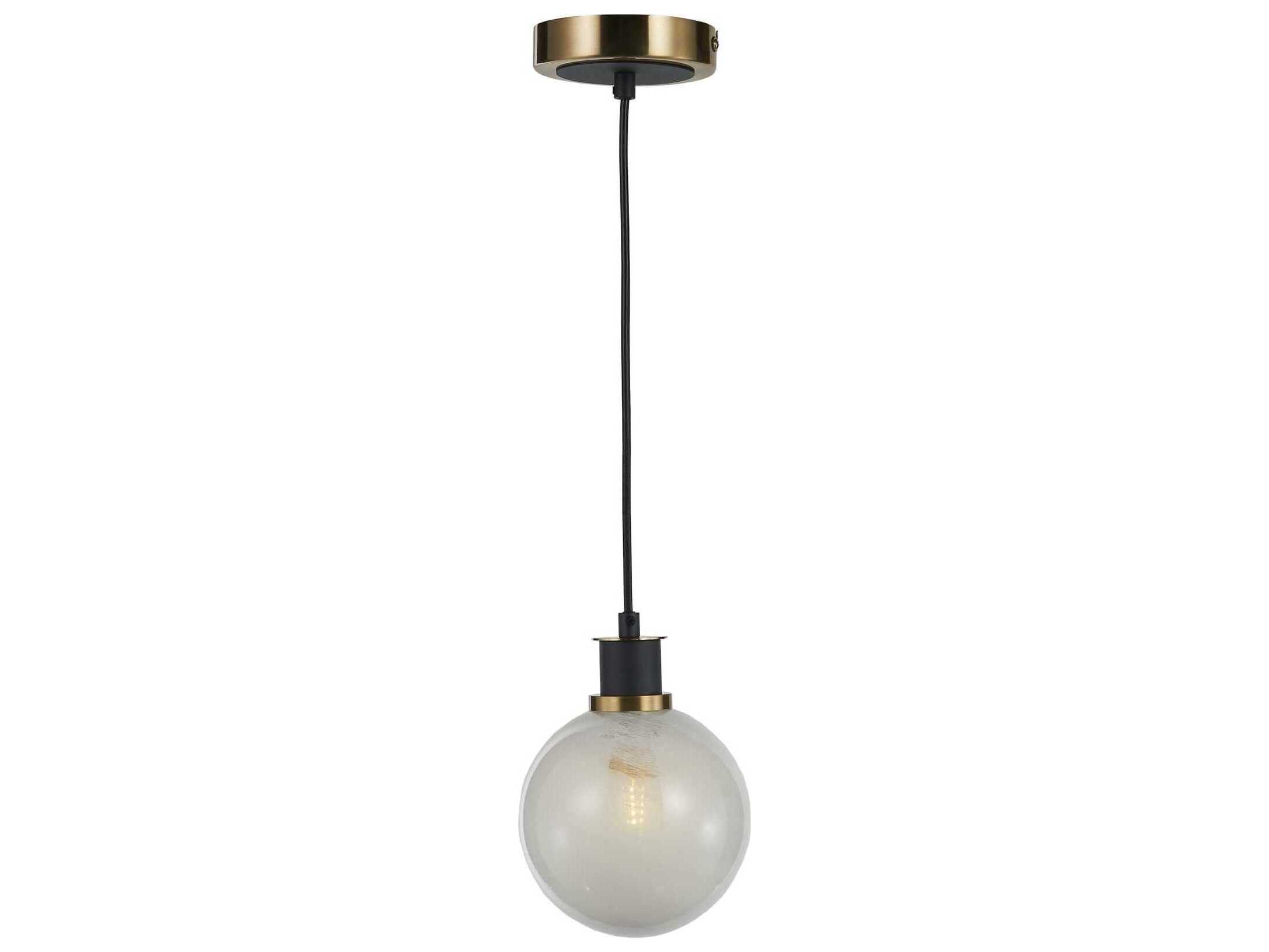 Artcraft Gem 1-Light Black Brushed Brass Globe Mini Pendant
