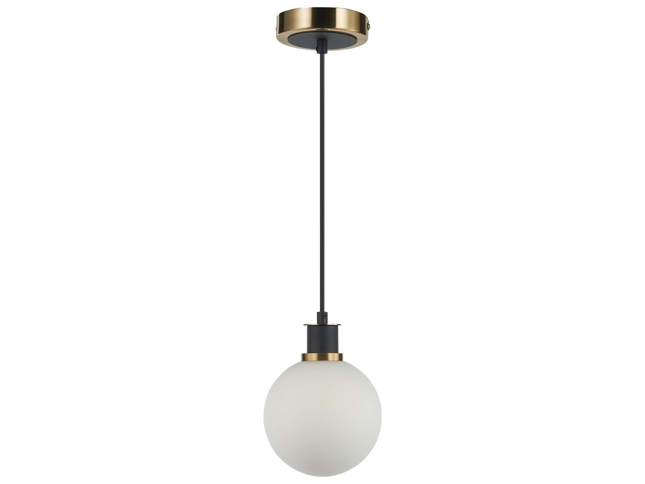 Artcraft Gem 1-Light Black Brushed Brass Globe Mini Pendant