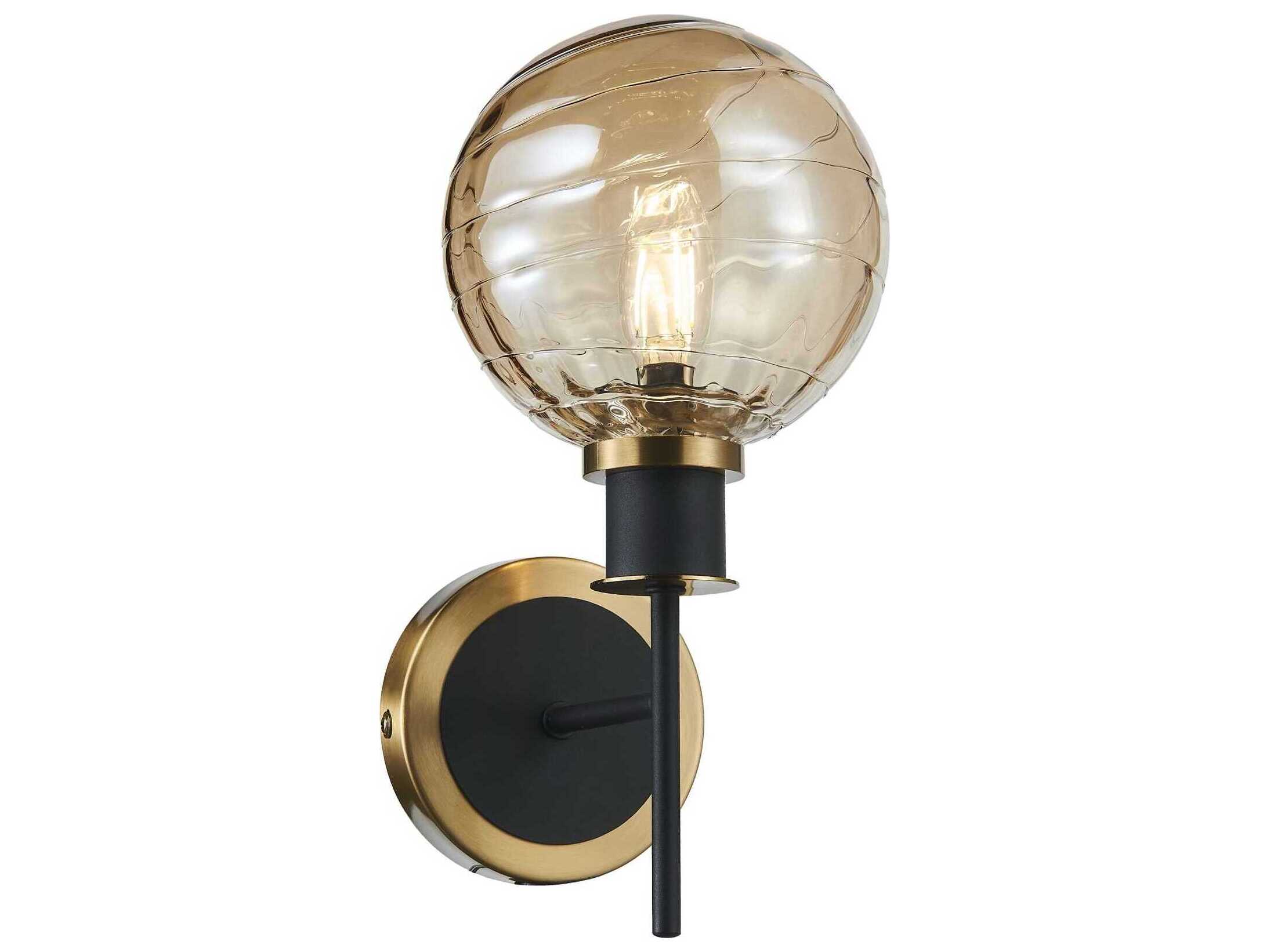 Artcraft Gem 1-Light Black Brushed Brass Wall Sconce