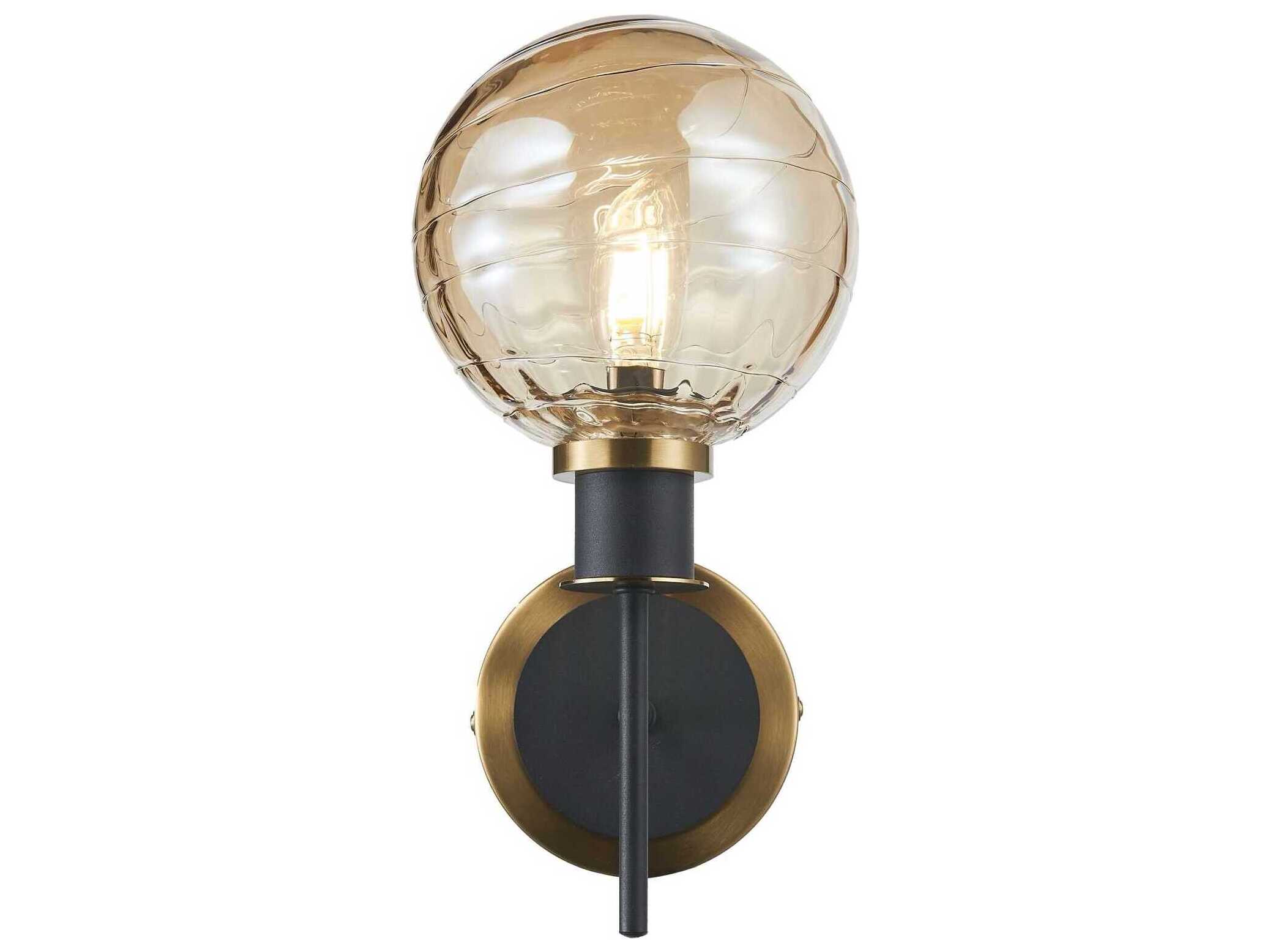 Artcraft Gem 1-Light Black Brushed Brass Wall Sconce