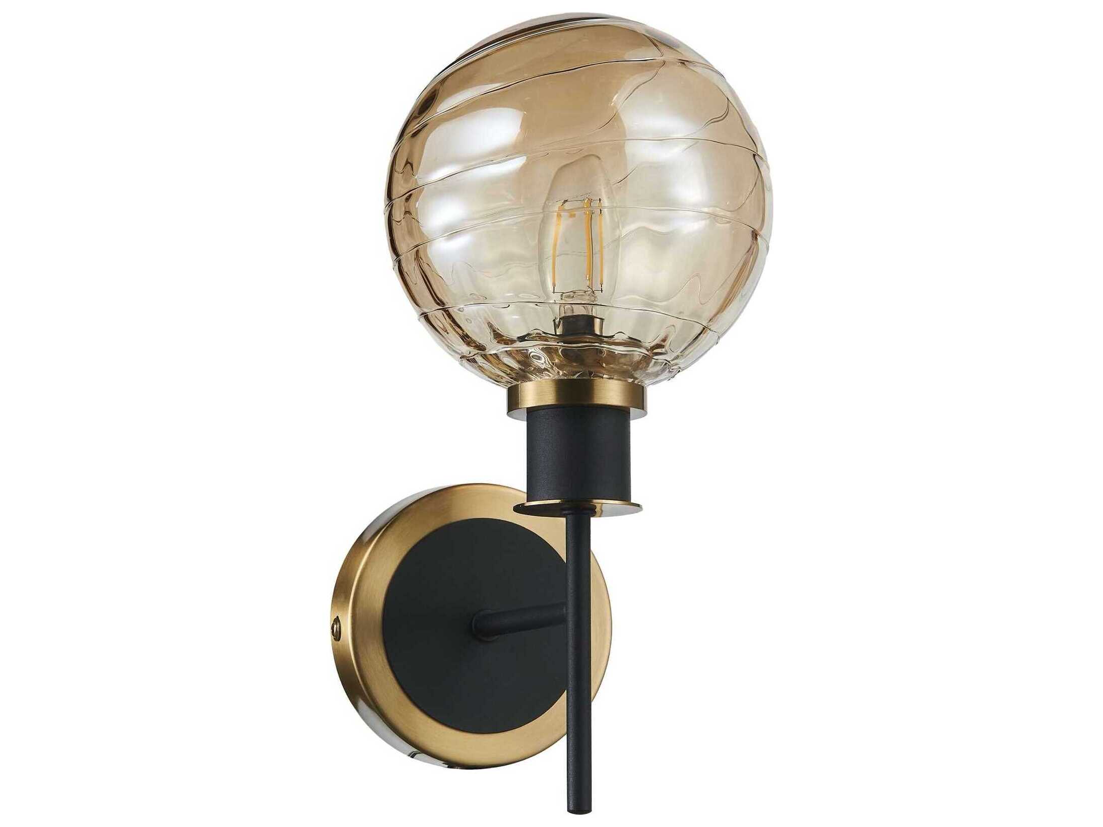 Artcraft Gem 1-Light Black Brushed Brass Wall Sconce
