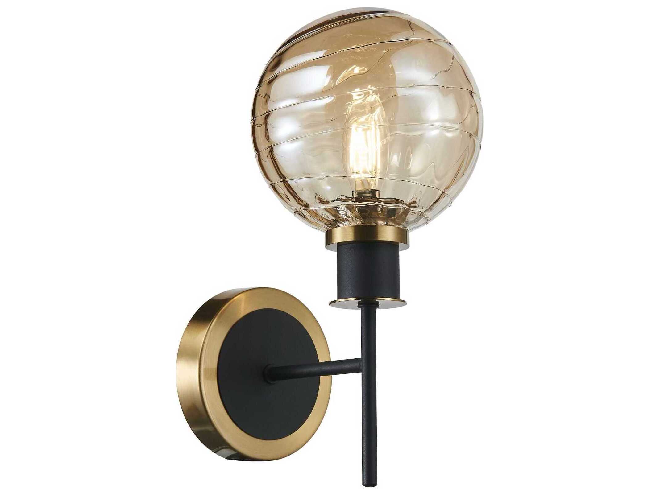 Artcraft Gem 1-Light Black Brushed Brass Wall Sconce