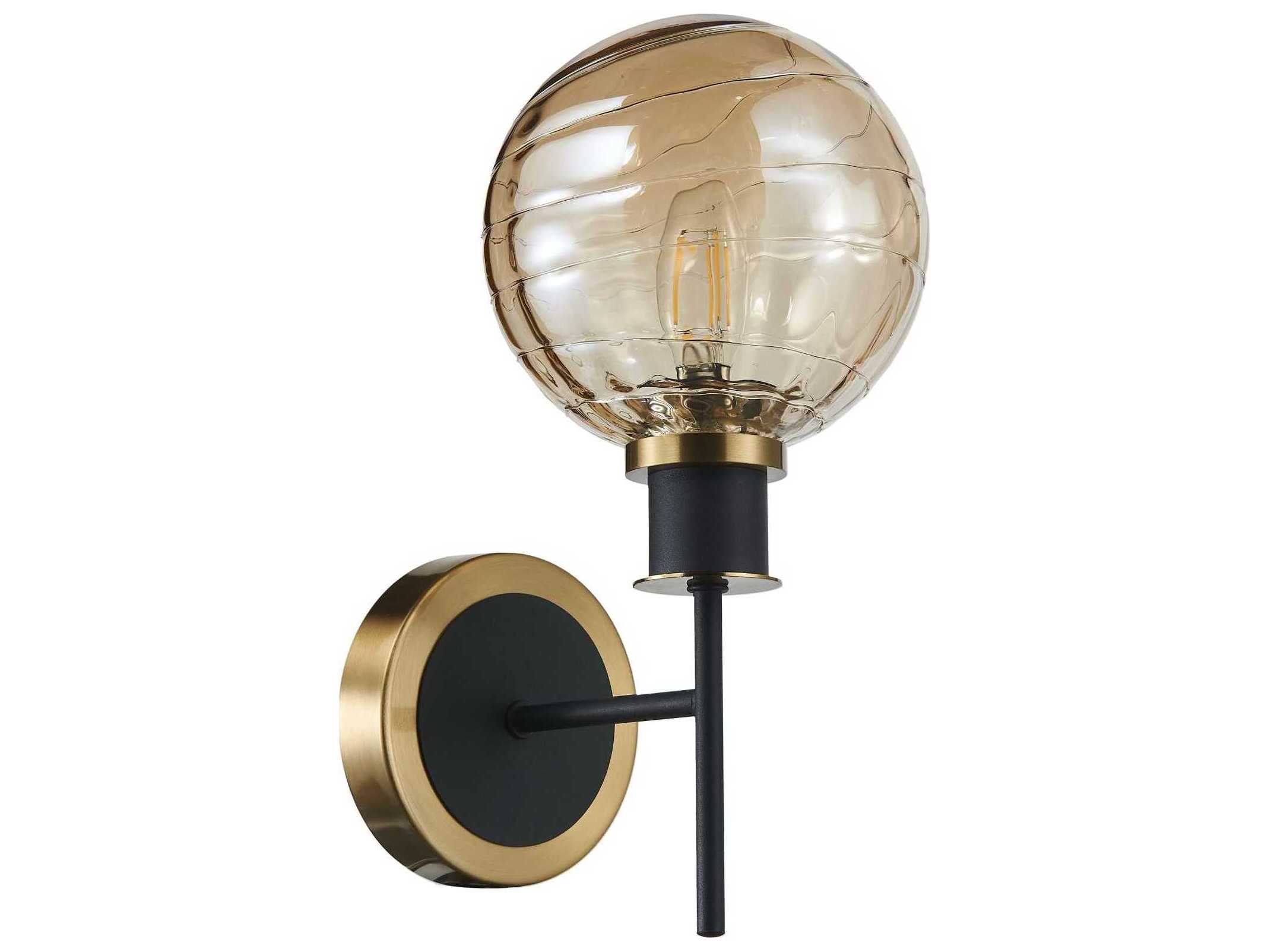 Artcraft Gem 1-Light Black Brushed Brass Wall Sconce