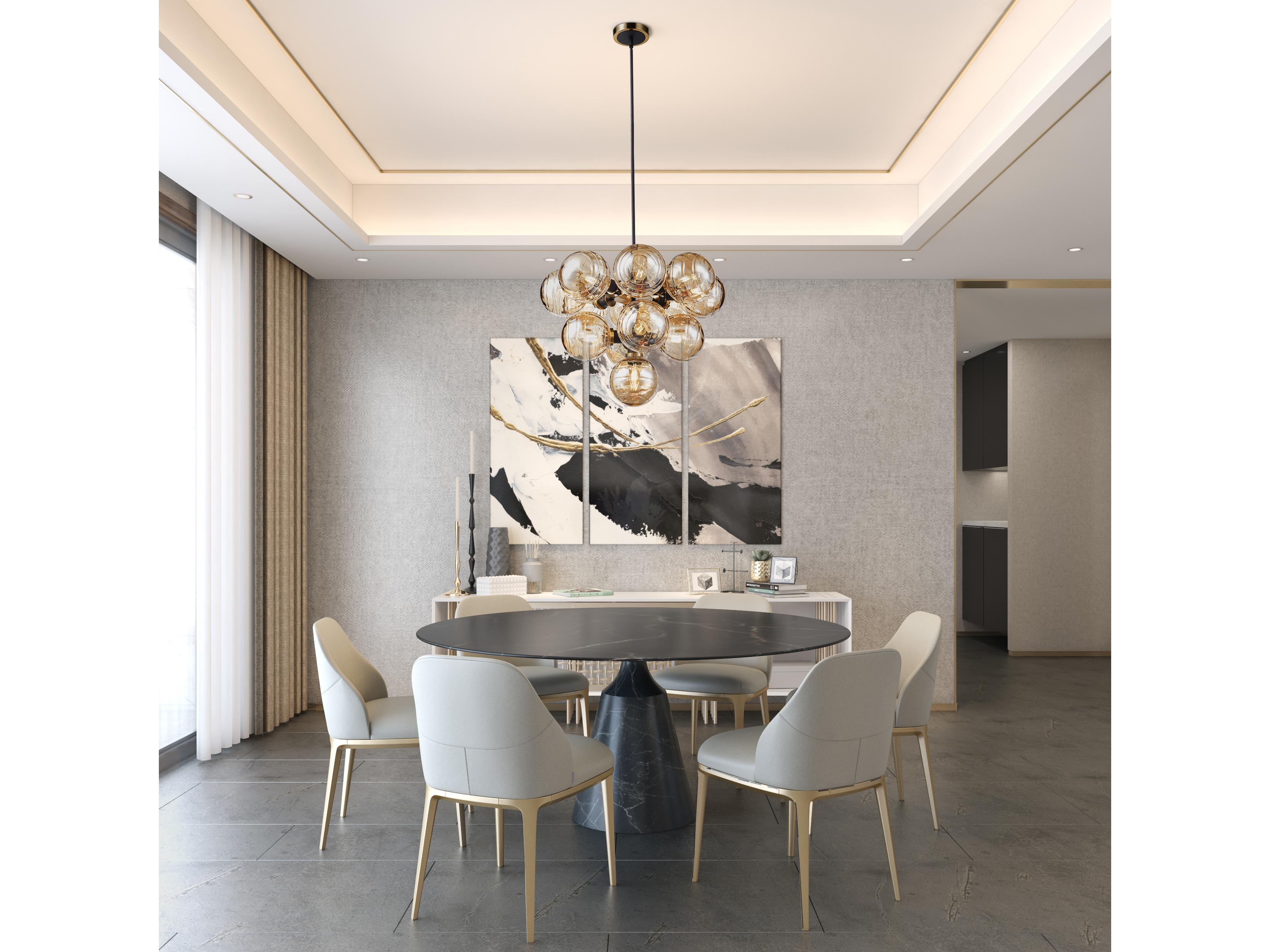 Artcraft Gem 13-Light Black Brushed Brass Globe Chandelier