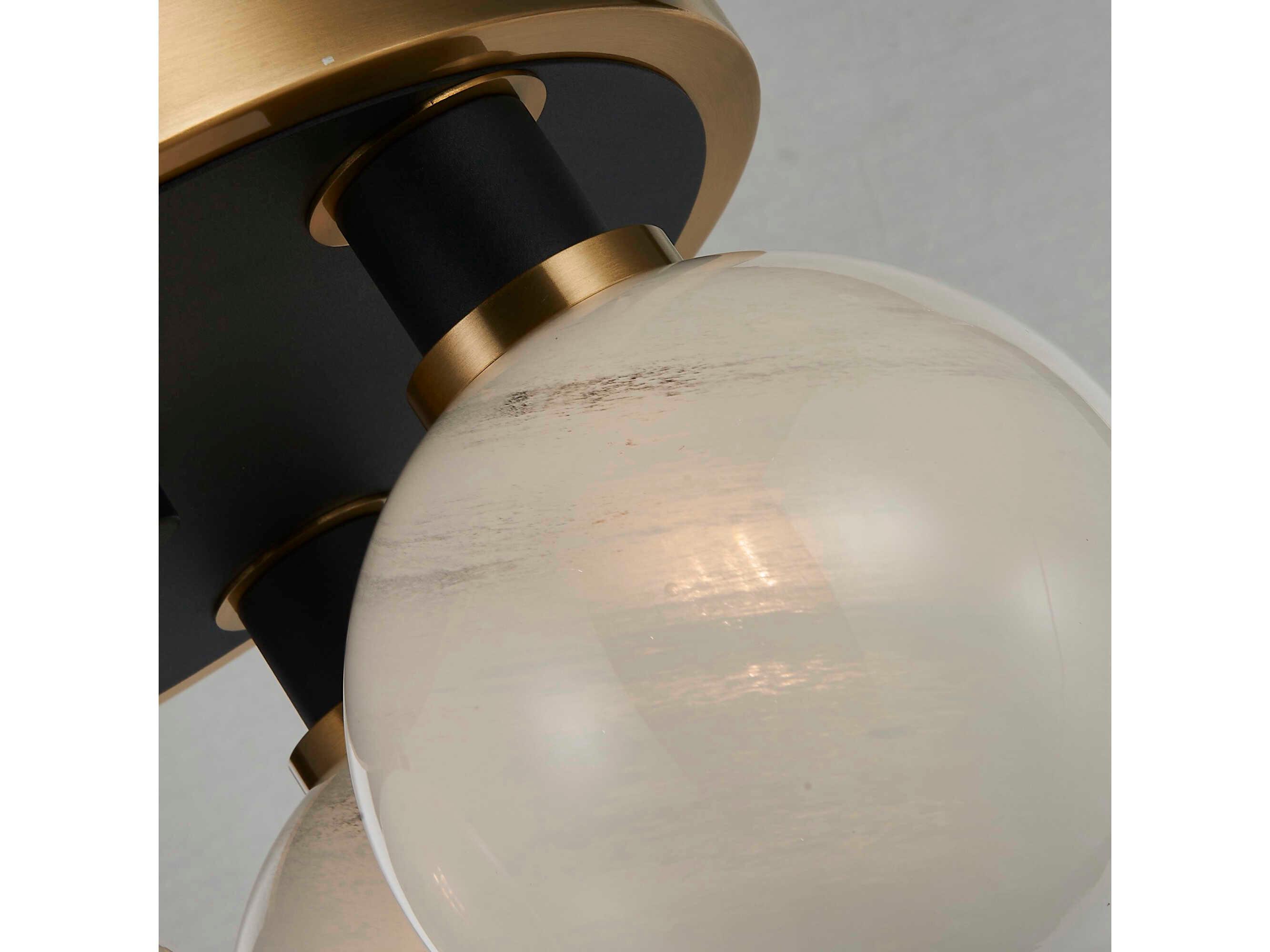 Artcraft Gem 3-Light Black Brushed Brass Globe Semi Flush Mount