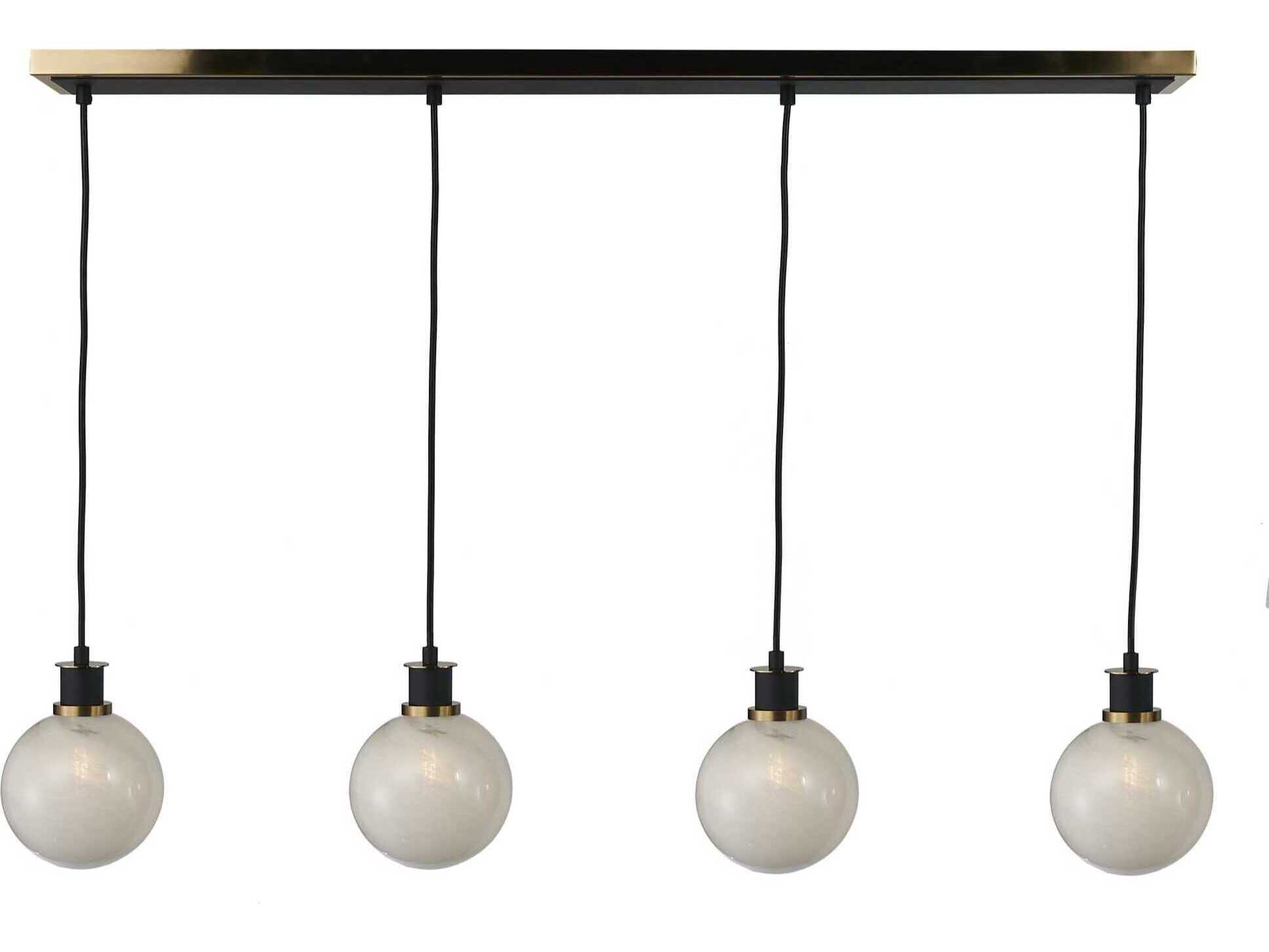 Artcraft Gem 4-Light Black Brushed Brass Globe Island Pendant