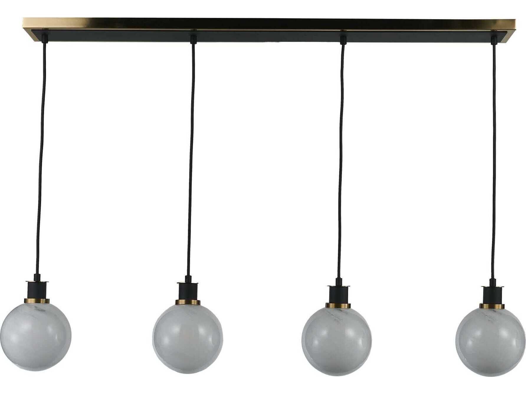 Artcraft Gem 4-Light Black Brushed Brass Globe Island Pendant