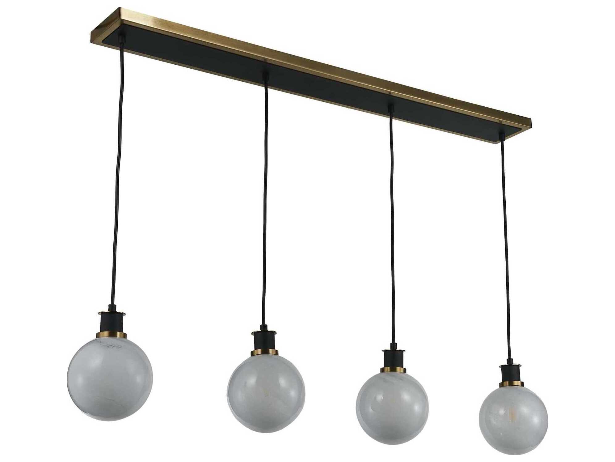 Artcraft Gem 4-Light Black Brushed Brass Globe Island Pendant