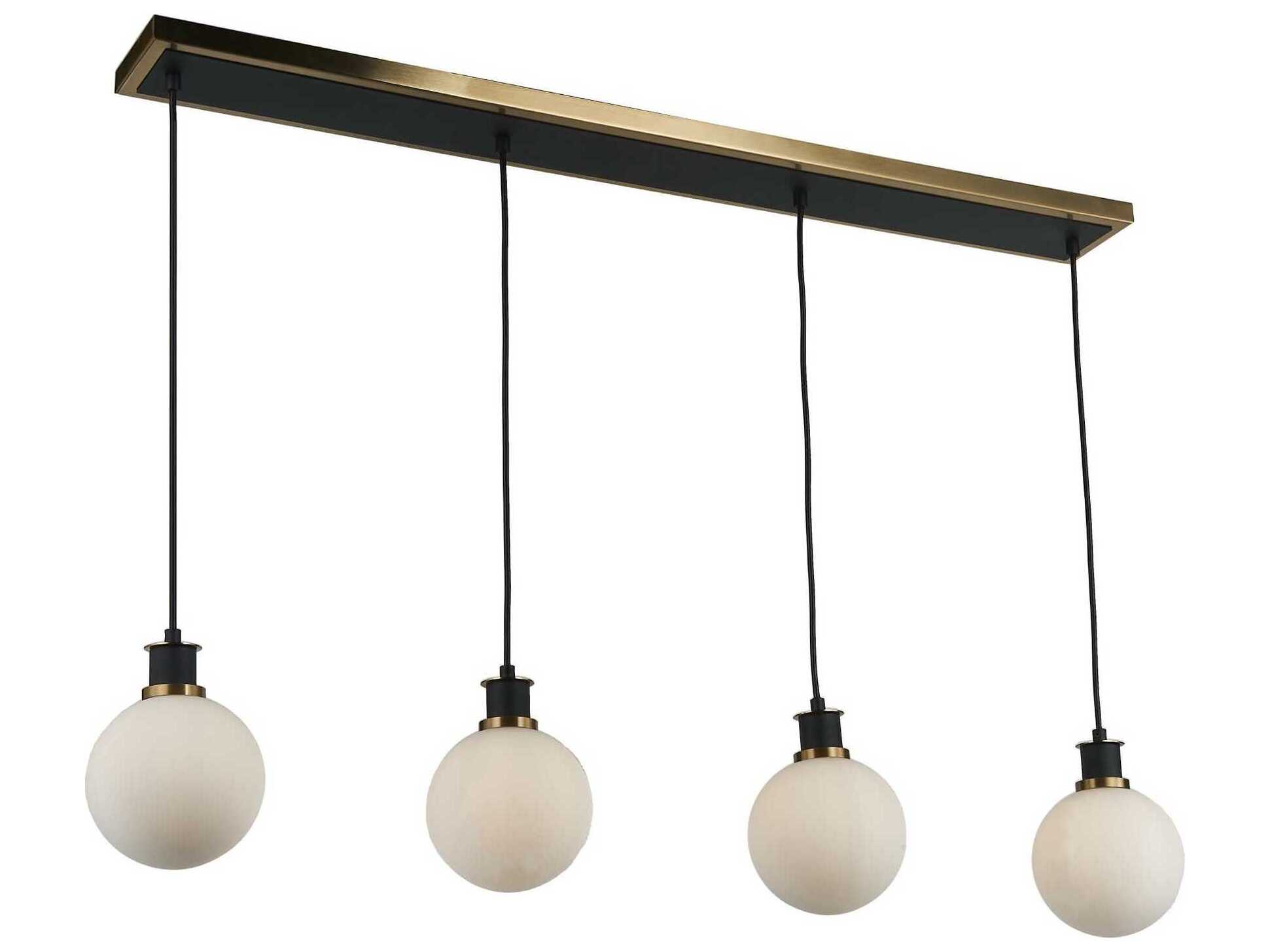 Artcraft Gem 4-Light Black Brushed Brass Globe Linear Island Pendant