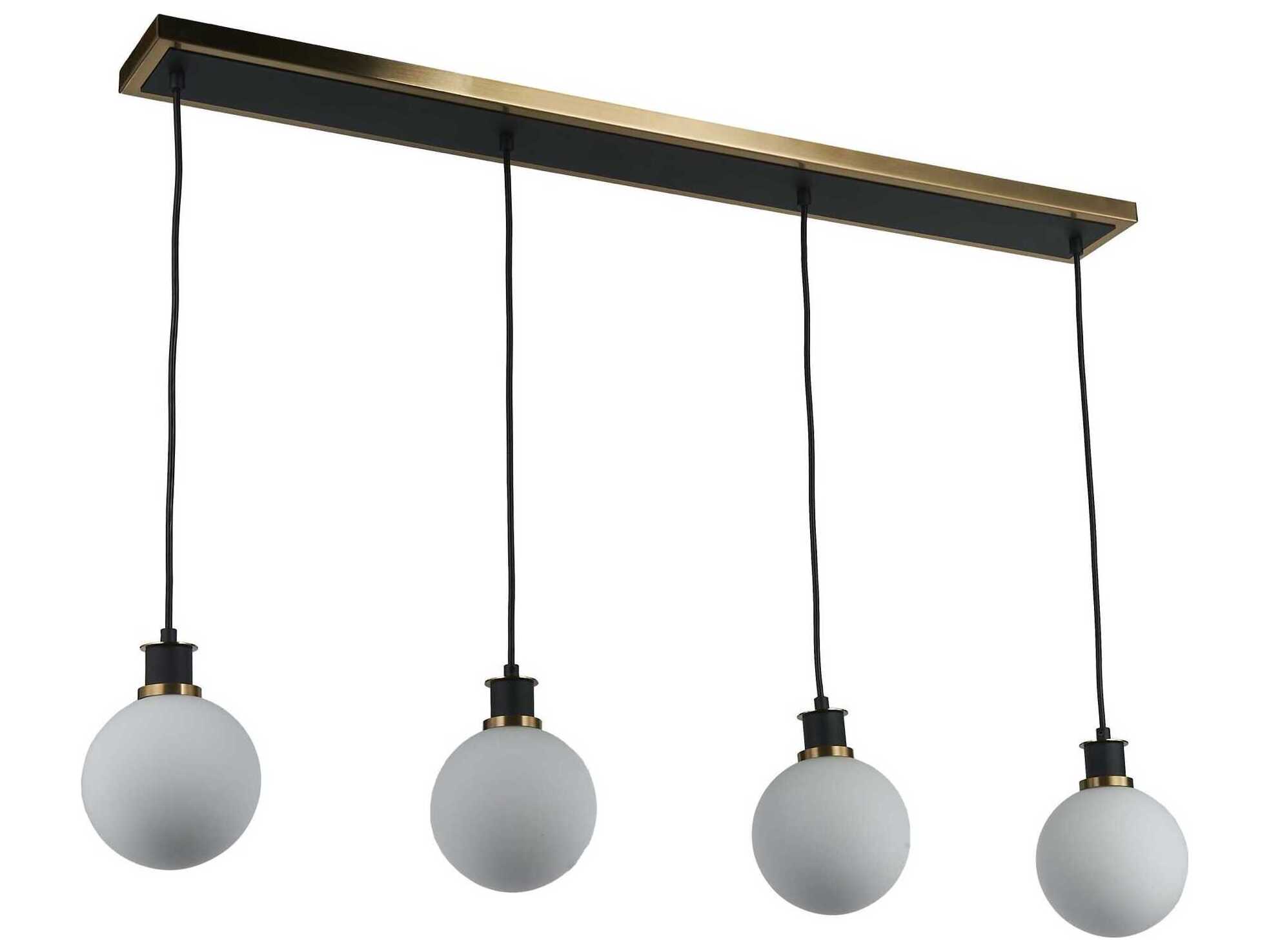Artcraft Gem 4-Light Black Brushed Brass Globe Linear Island Pendant