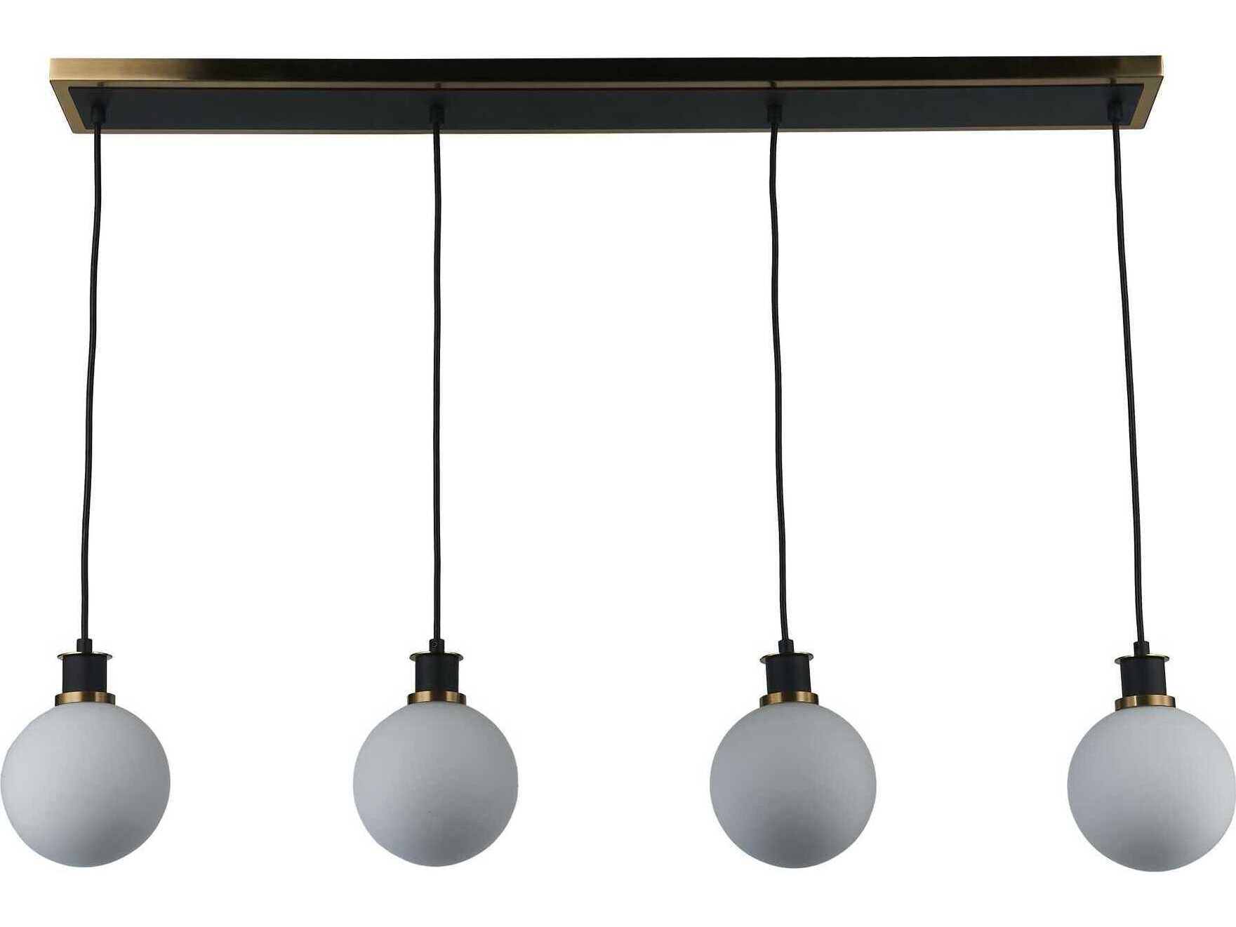 Artcraft Gem 4-Light Black Brushed Brass Globe Linear Island Pendant