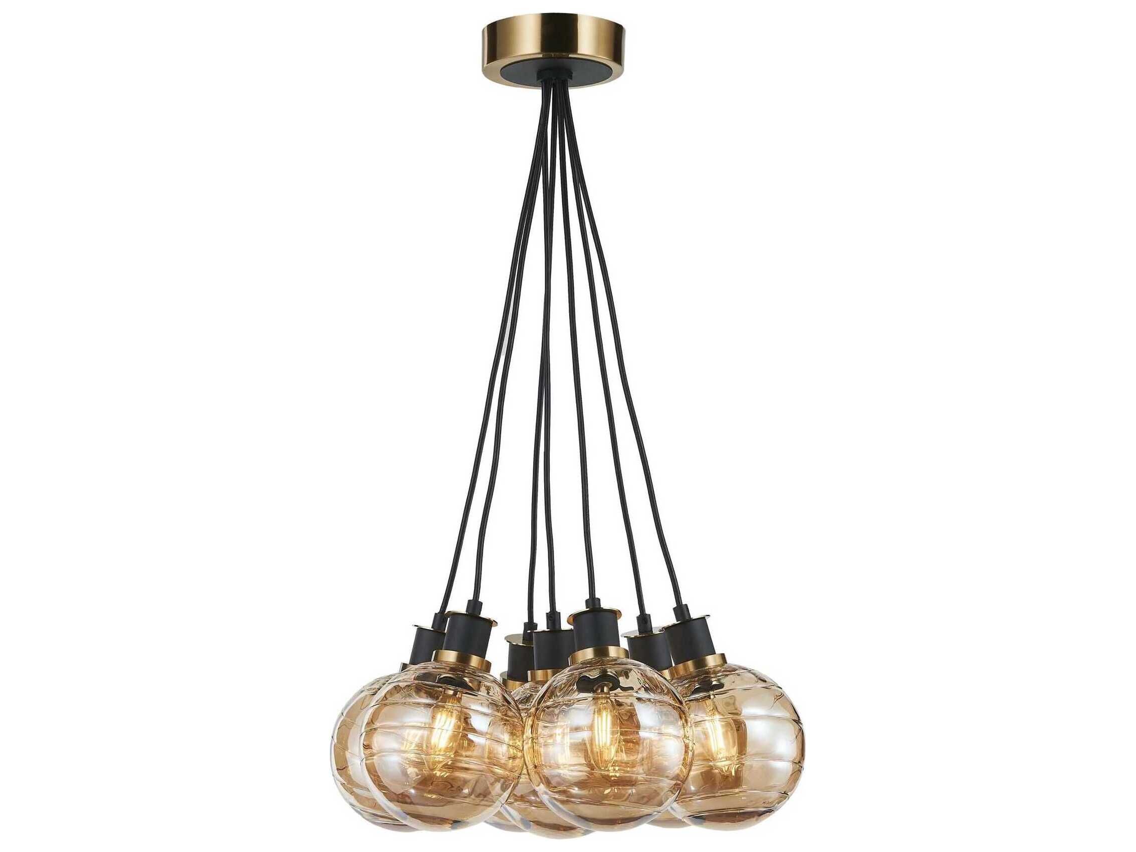 Artcraft Gem 7-Light Black Brushed Brass Globe Pendant