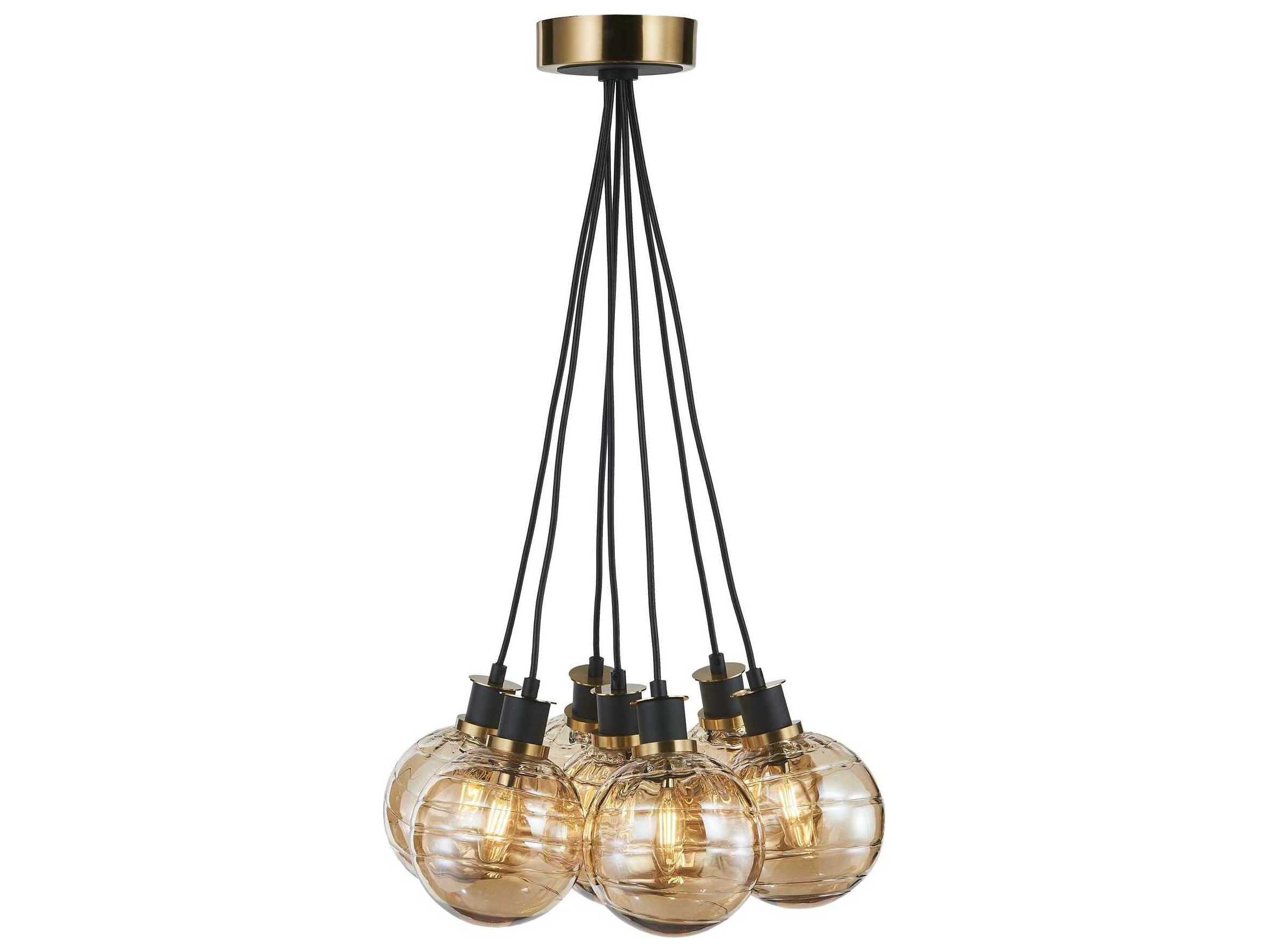 Artcraft Gem 7-Light Black Brushed Brass Globe Pendant