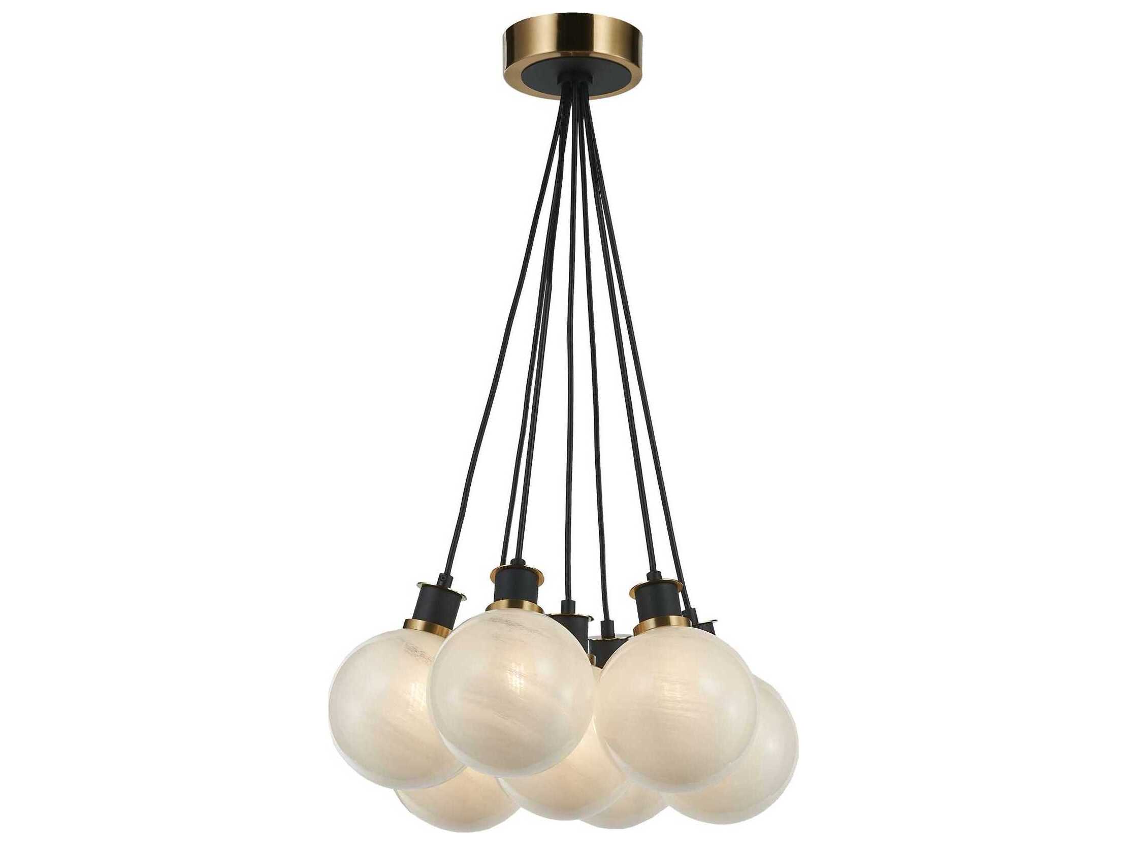 Artcraft Gem 7-Light Black Brushed Brass Globe Pendant